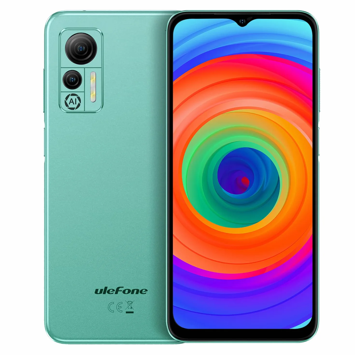 Ulefone Telefon komórkowy 4G Android 12 Note 14 (64 GB), 3 gniazda na karty, 4 GB 64 GB, smartfon z podwójną kartą SIM, 6,52 cala HD, 13 MP 5 MP, bateria 4500 mAh, GPS Face Unlock zielony