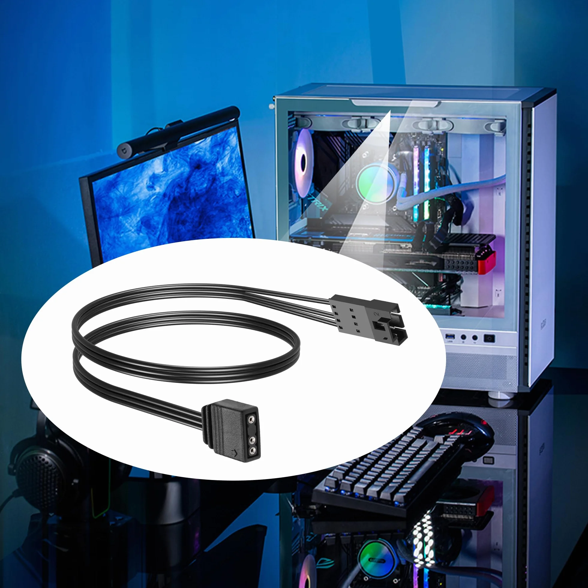 GINTOOYUN 2 szt. Corsair 4-pinowy na 3-pinowy kabel RGB - 30 cm do Corsair Pirate Ship SP/HD/ML/LL/QL120, 140 wentylatorów RGB