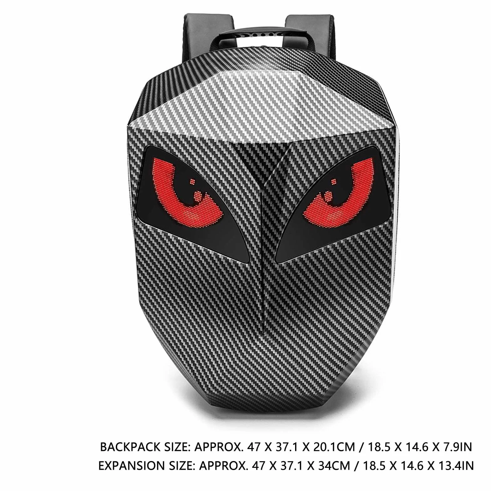 Torba LED z Wyświetlaczem, Programowalny Ekran Twarda Obudowa Wodoodporna Torba na Laptopa Zasilana Przez USB do Podróżowania Motocyklem, z wodoodporną powłoką 3D, z możliwością