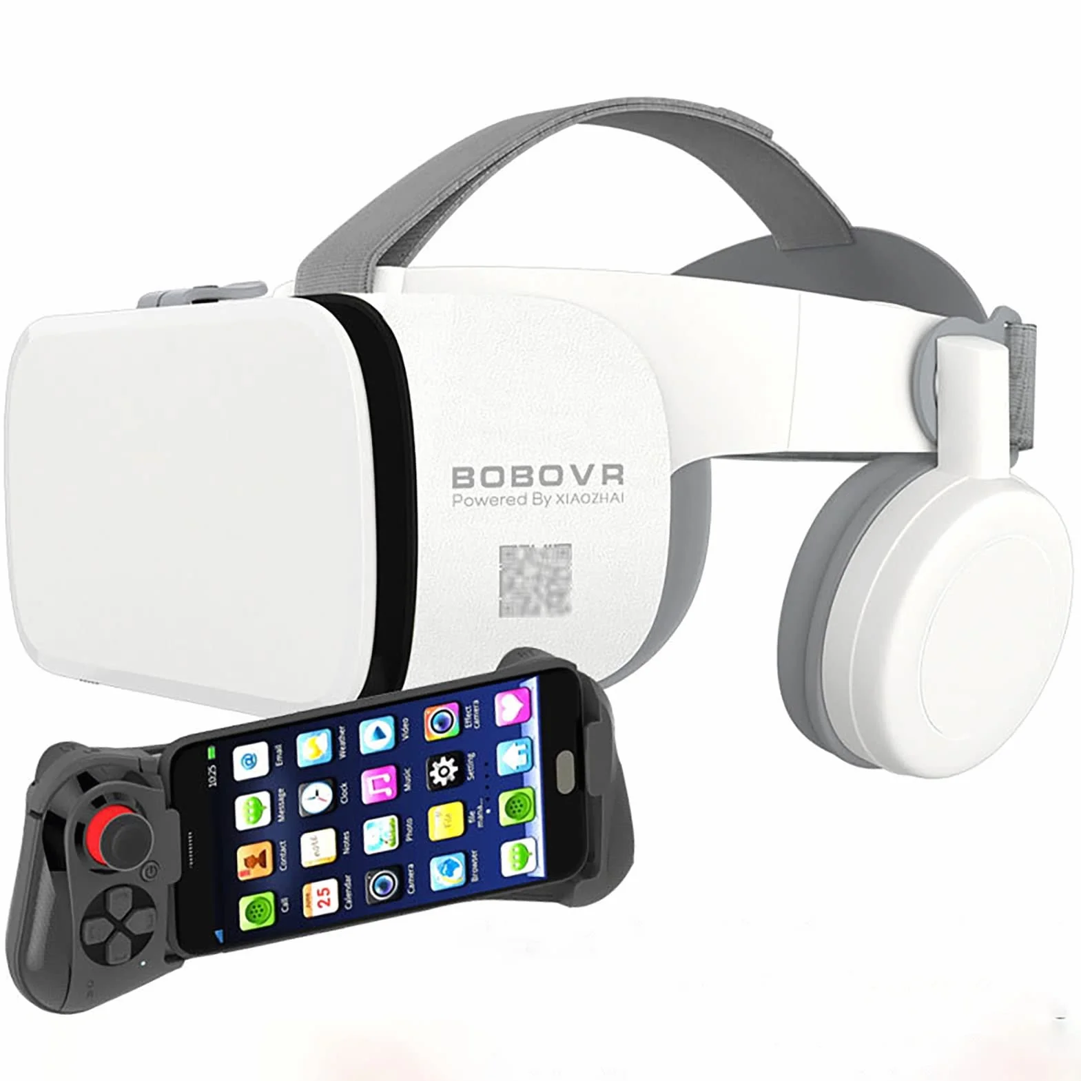 Pełnoekranowe okulary wirtualnej rzeczywistości 3D VR z pilotem zdalnego sterowania, oryginalne okulary stereo 3D VR do iPhone'a 14 13 12 11 Pro Mini X R S Max Samsung Galaxy VR zestaw do iOS Android Phone (kolor: W
