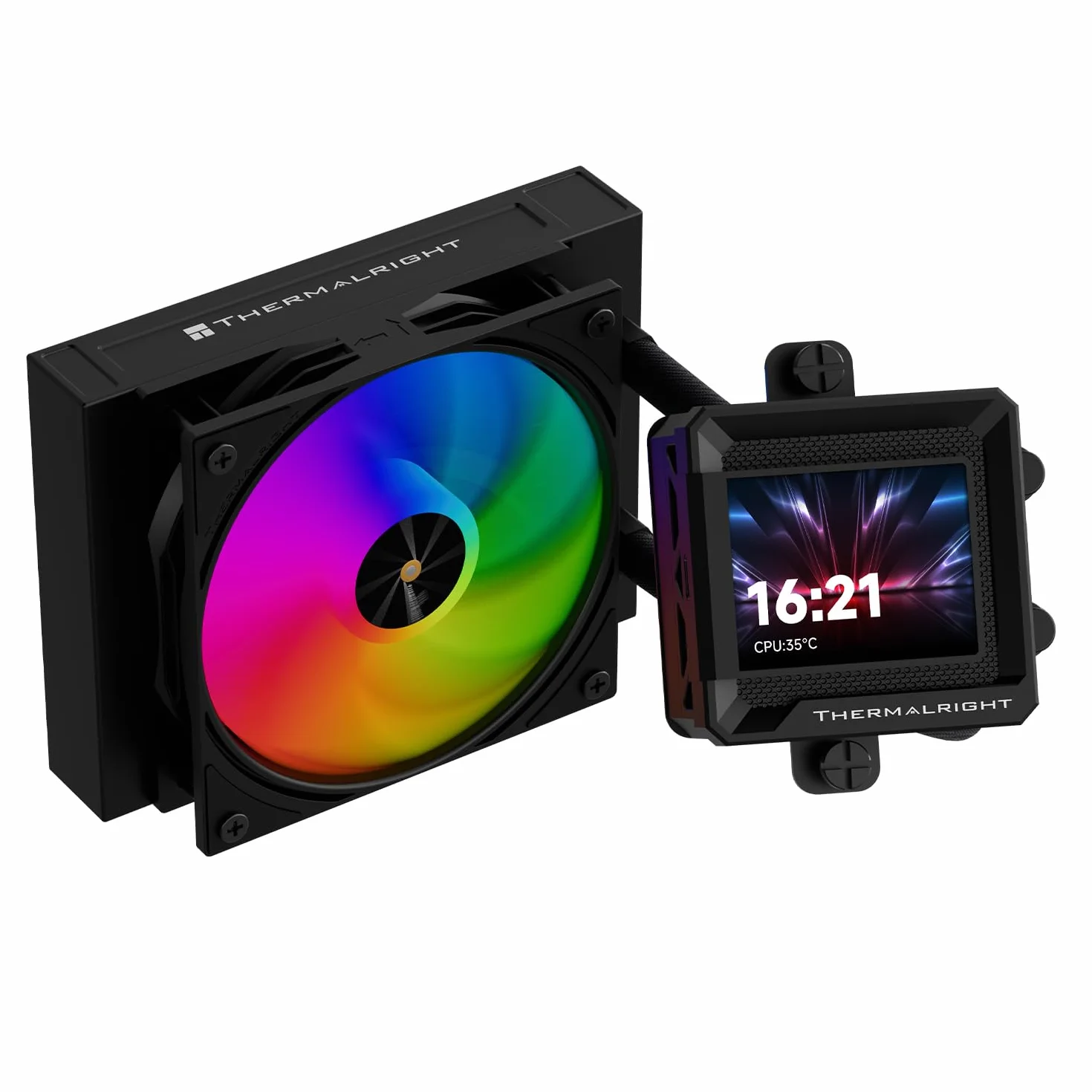 TR-Thermalright FW120 SE ARGB Black ciekły procesor chłodzący procesor, 2-calowy wyświetlacz LCD IPS o rozdzielczości 320 x 240 (magnetyczny), ekran DIY, 120 mm Aio, do AM4/AM5, Intel LGA1851/1700