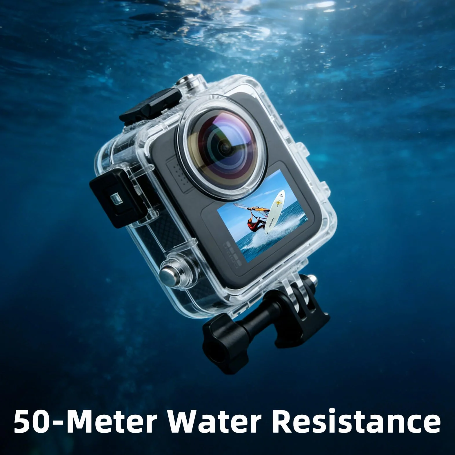 Wodoszczelna obudowa 50 m do GoPro MAX 2, powłoka do nurkowania głębinowego z potrójną uszczelką, wysoce przezroczysty obiektyw do pływania, nurkowania, surfowania