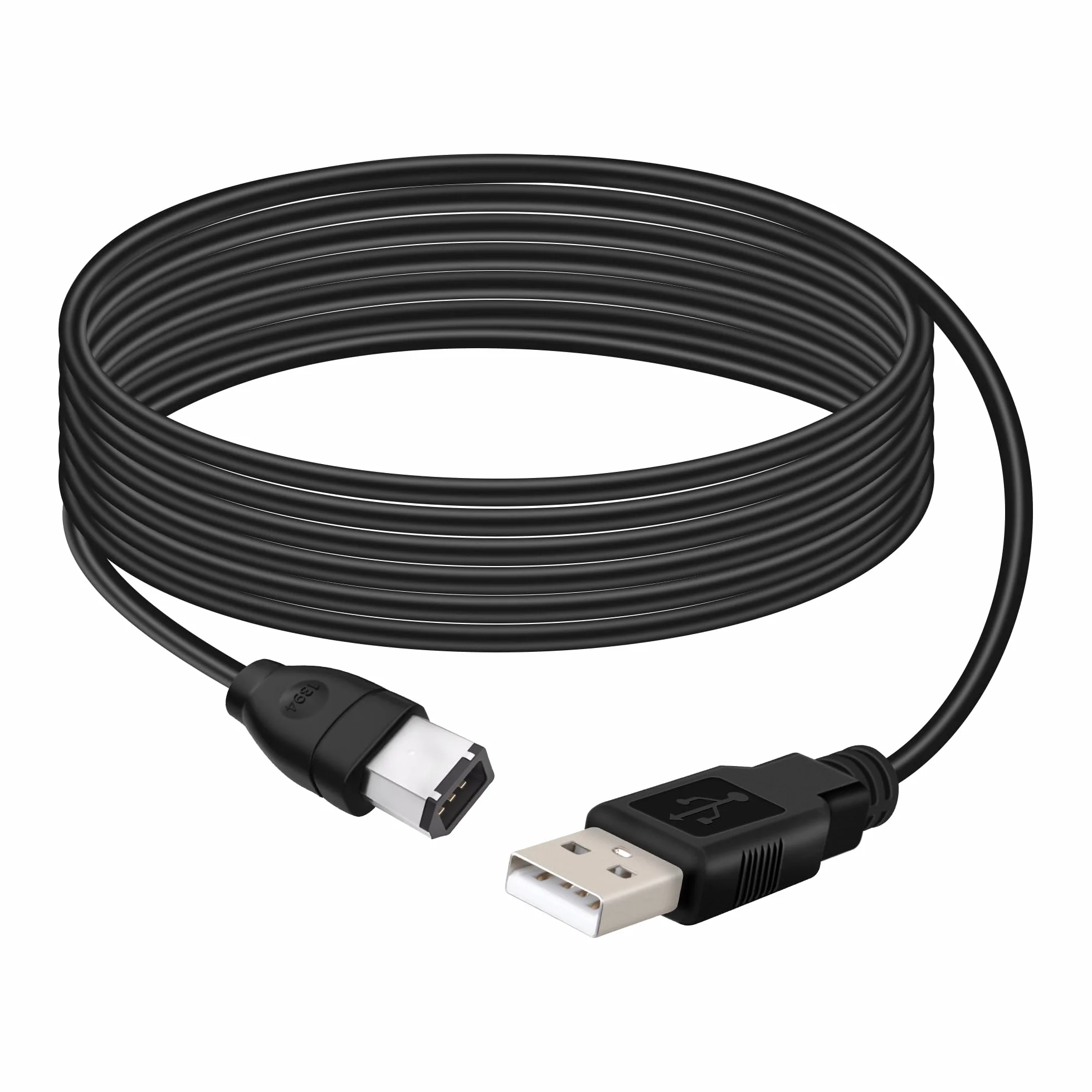 Kabel USB 2.0 typu A męski na IEEE 1394 Firewire 6-pinowy męski 1,8 M do aparatu cyfrowego, kamery, laptopa, DV, czarny