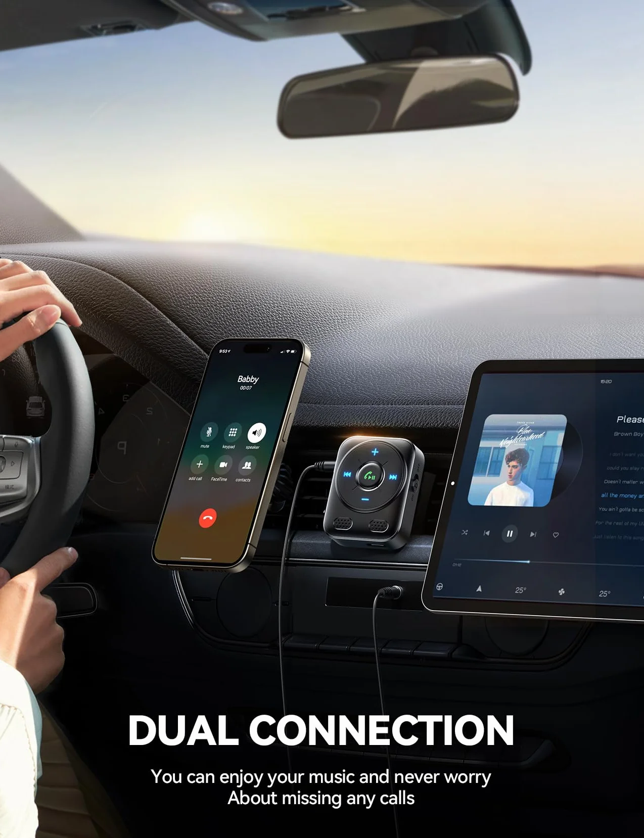 JOYROOM Bluetooth 5.4 samochodowy adapter AUX Bluetooth, odbiornik Bluetooth jack, połączenie głośnomówiące z wyświetlaczem LED, adapter jack samochodowy z 16
