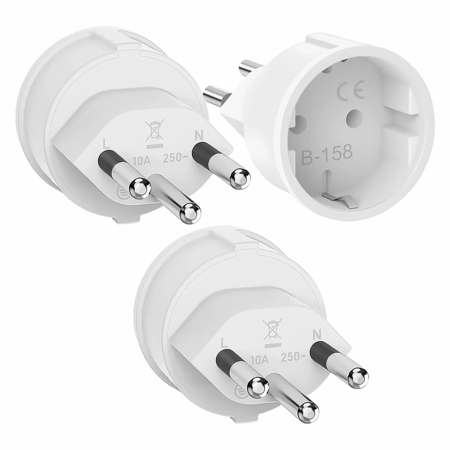 Adapter z wtyczką szwajcarską Francja Szwajcaria, 3 piny z Europy na 3 piny typu J, adapter podróżny z Francji na Szwajcarię, Malediwy, Rwanda, Liechtenstein