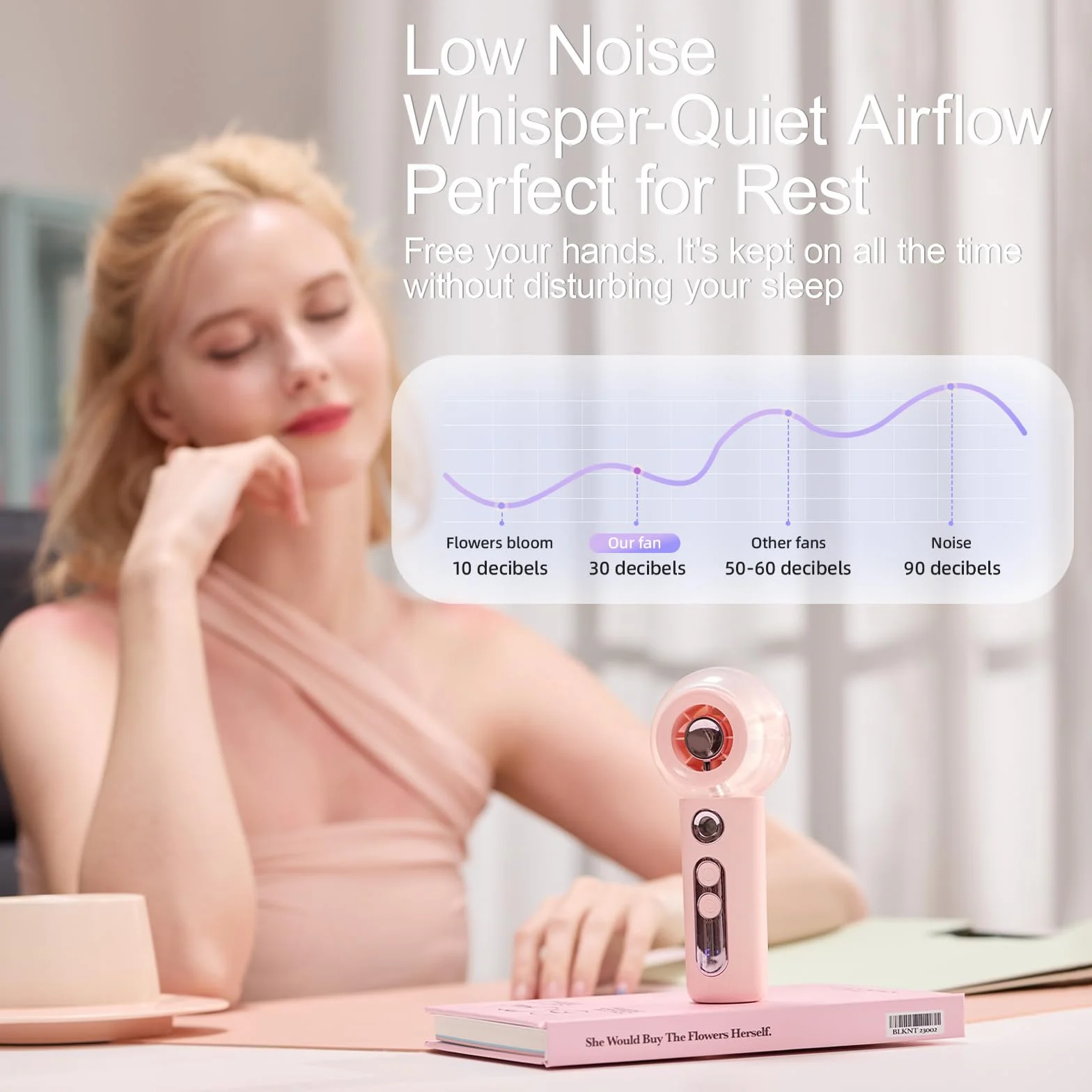 Gemmac Mini Przenośny Wentylator z Spray, Turbo Wentylator Ręczny USB z 2000 mAh Bateria/4 Prędkości, Różowy Pocket Fan dla Podróży Domu Biura na Zewnątrz Makijażu Odpowiedni dla Modnych Kobiet