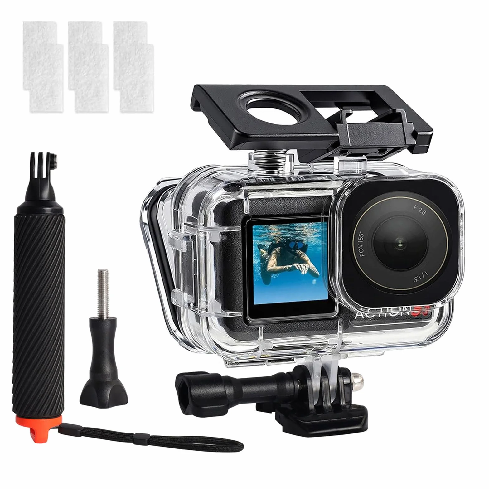 Wodoszczelna obudowa do kamery DJI Osmo Action 6, 60 m, obudowa do nurkowania podwodnego z zabezpieczeniem przed zaparowaniem i uchwytem do szybkiego zwalniania, akcesoria śrubowe do Action 6