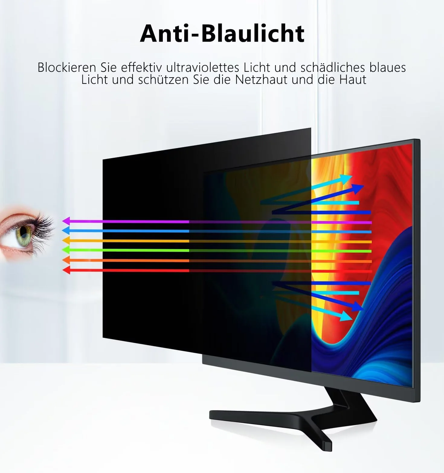 PYS 23,8-calowy filtr prywatności komputera do panoramicznego monitora komputerowego [współczynnik proporcji 16:9] odporny na zarysowania / zapobiegający zarysowaniom folia ochronna dla poufności danych. Blokuje 96% promieniowania UV
