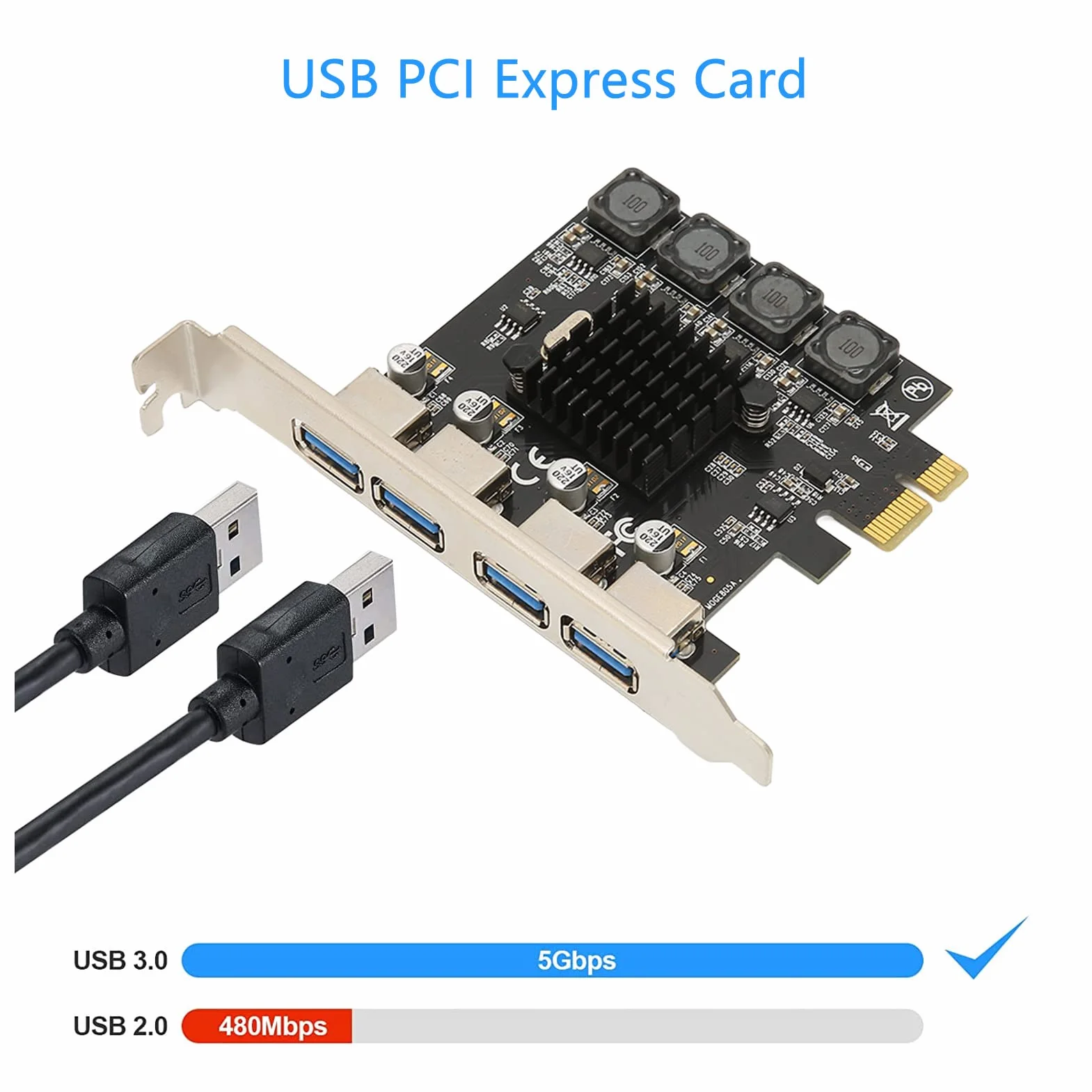 Karta Rozszerzeń PCIE na USB, Karta Adaptera 5 Gb/s 4 Porty USB 3.0 dla 7/8/10/11/XP dla Vista dla Linux Interfejs Magistrali PCI E Brak Zewnętrznego Zasilania