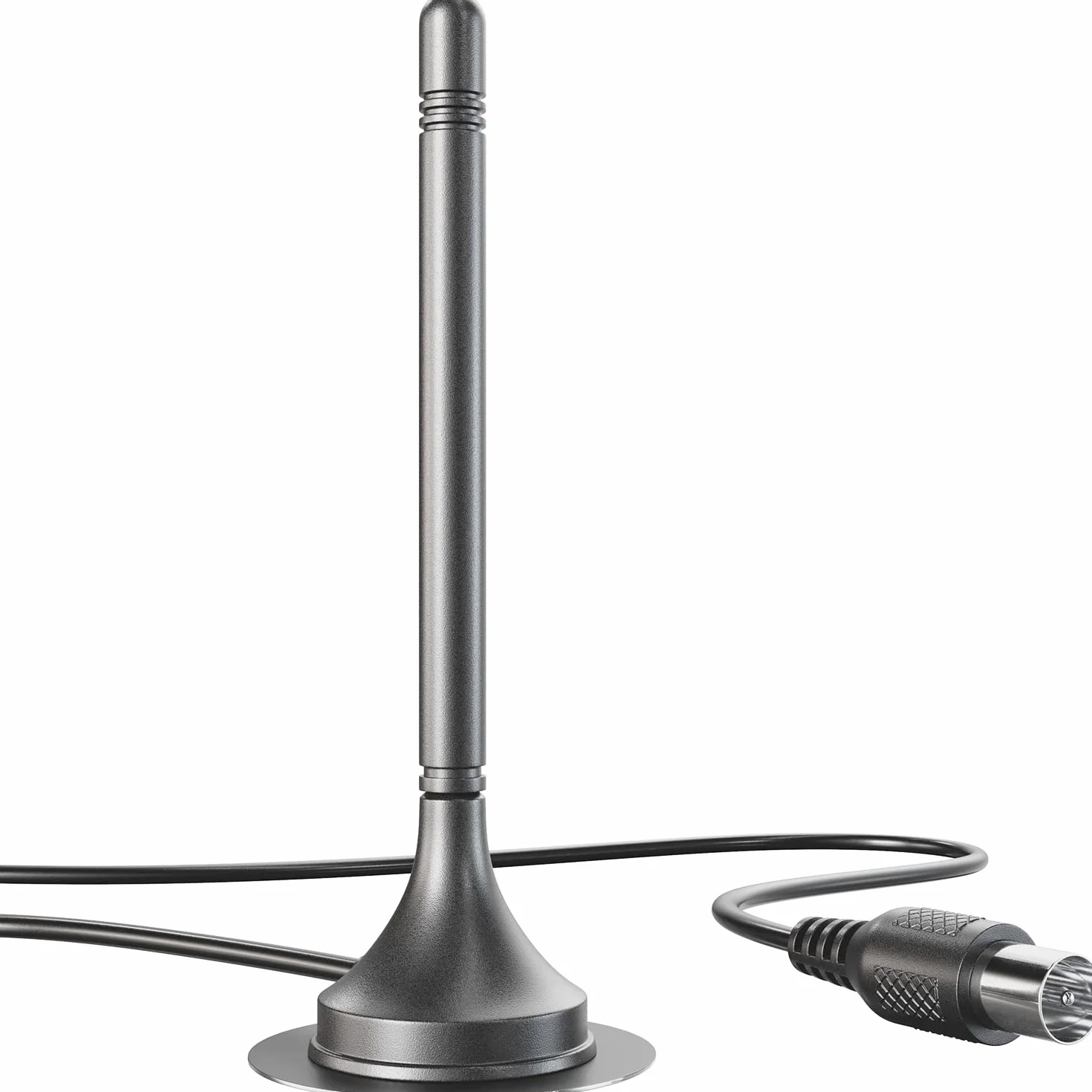 KabelDirekt – Antena DVB-T2 (DVB-T2 HD, odbiór sygnału cyfrowego wysokiej jakości, stabilna podstawa magnetyczna, przewód 3m do wszystkich odbiorników DVB-T, niewielka masa)