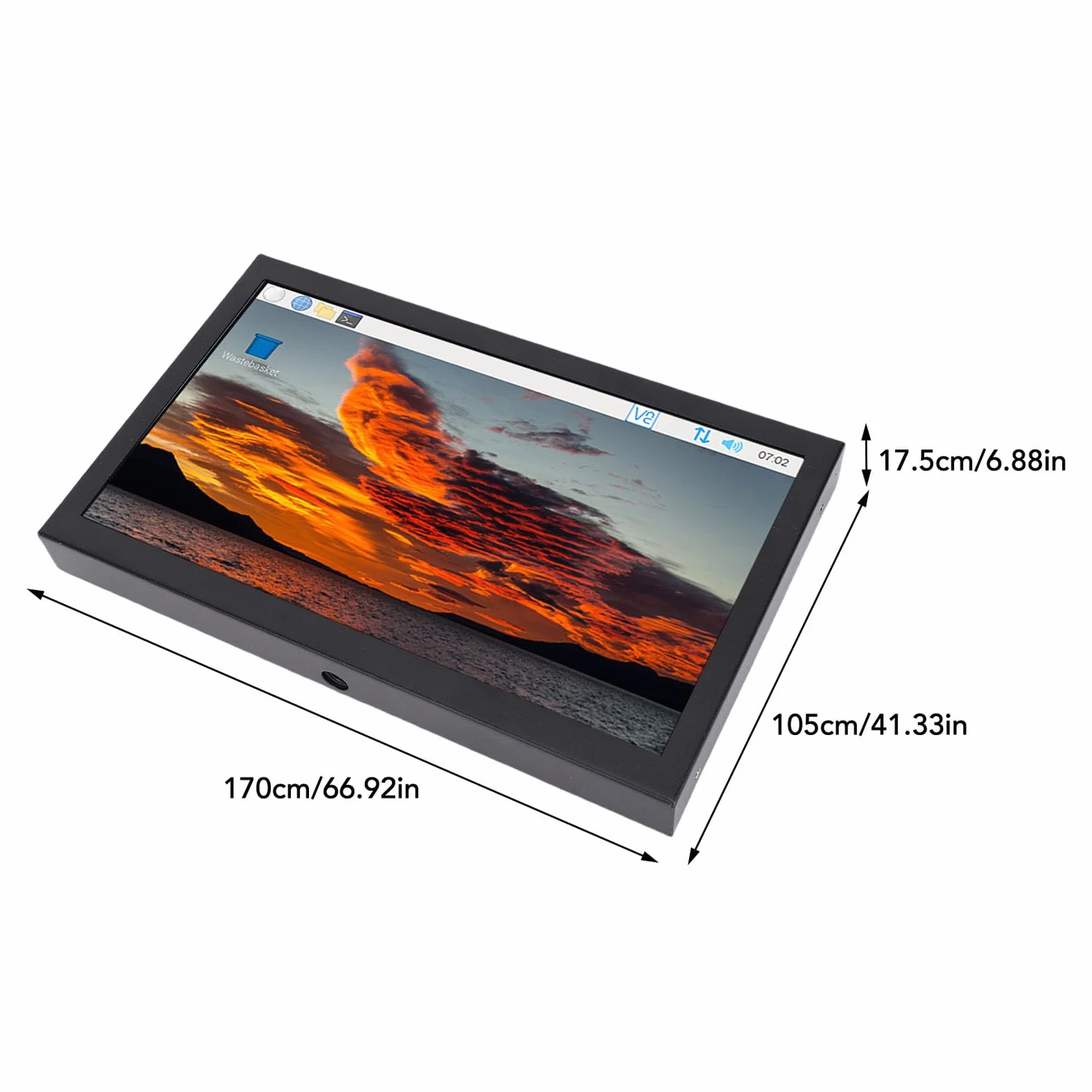 Cryfokt 7-calowy Drugi Ekran do Gier, Przenośny Monitor Komputerowy PC z Wejściami VGA AV o Rozdzielczości 1024x600, do Laptopa RasPi NANO