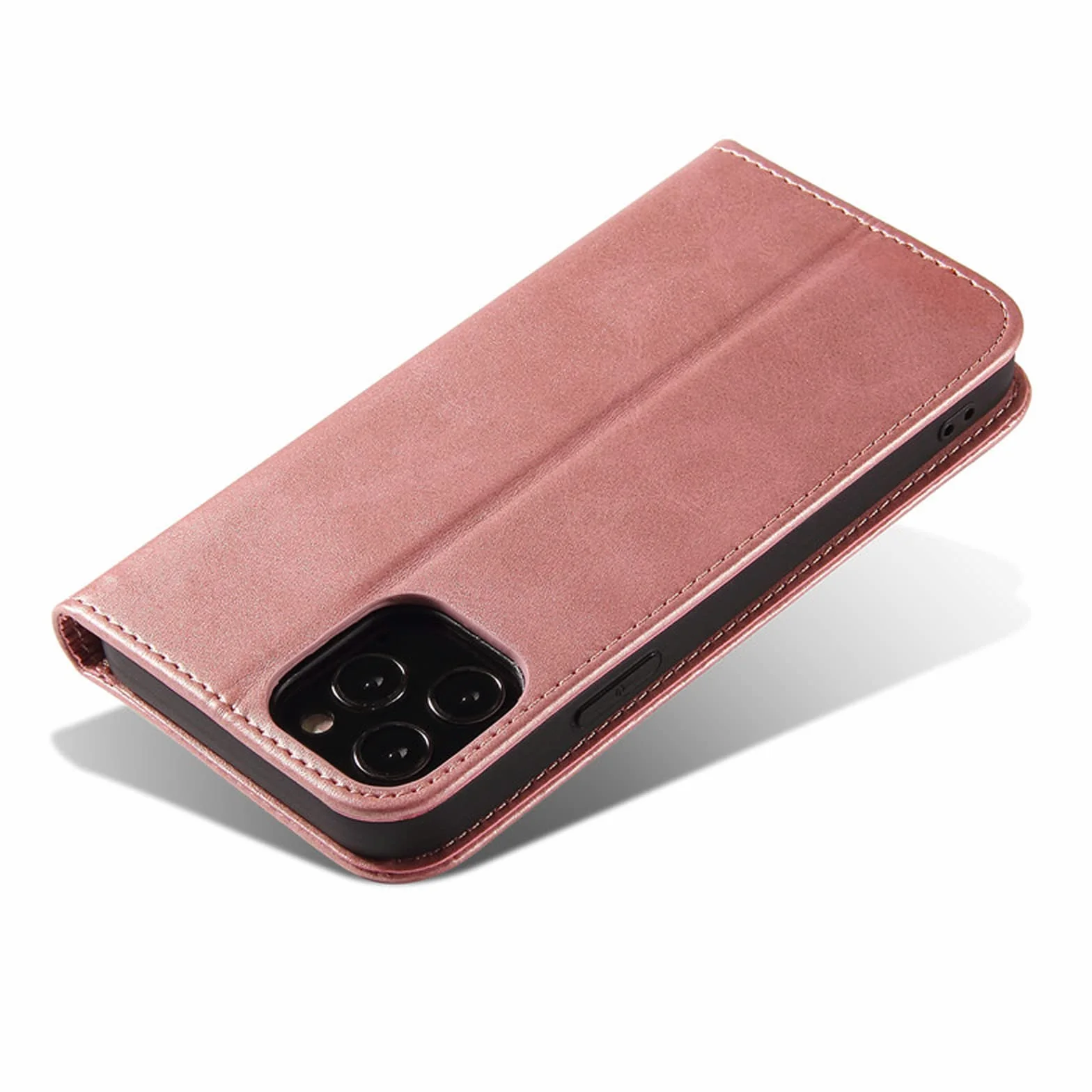 LTL Etui na telefon do iPhone 13 Mini/13/13 Pro/13 Pro Max, ręcznie robione skórzane etui z klapką z przegródkami na karty, etui na telefon, magnetyczne zamknięcie, różowe, 13pro max 6,7 cala