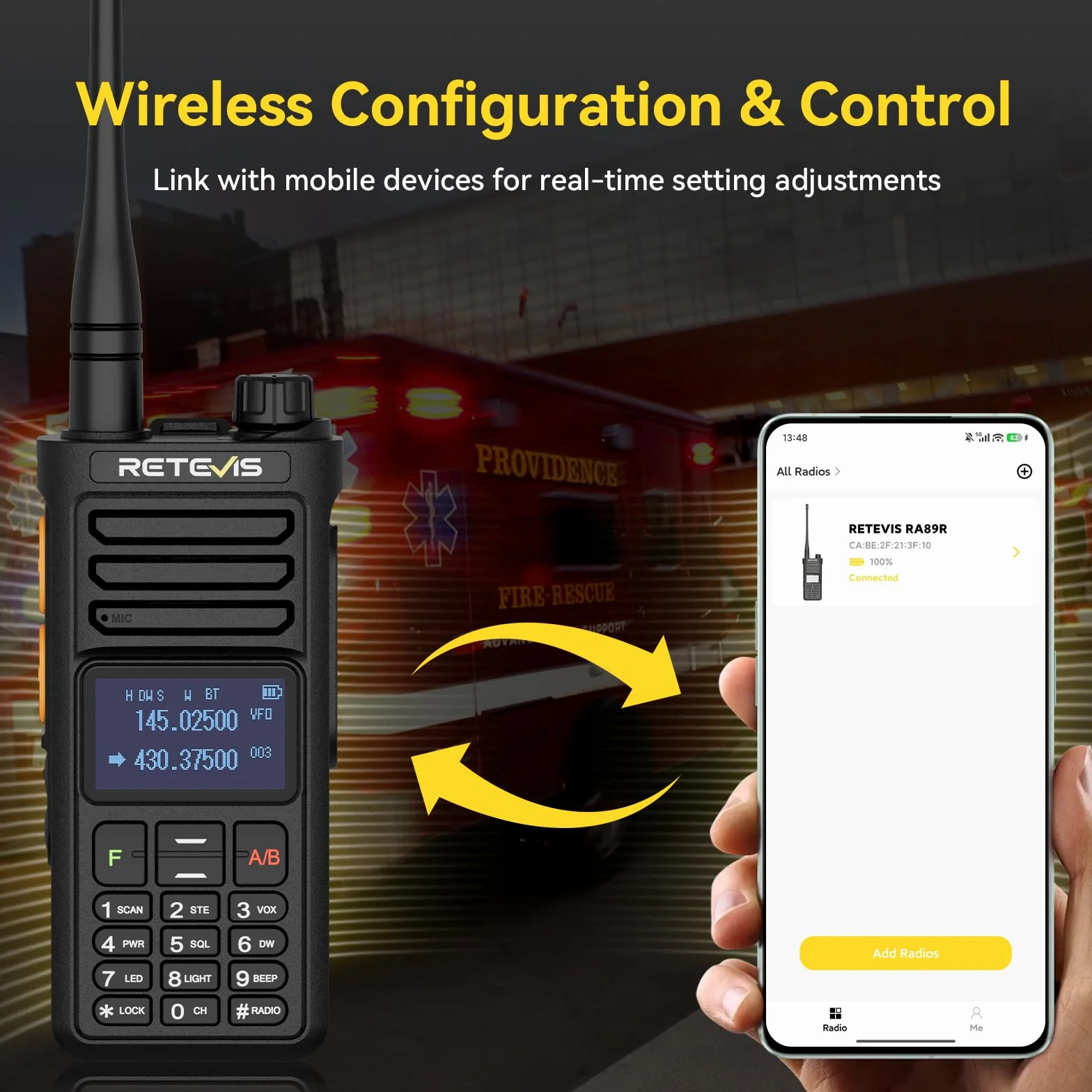 Retevis Ailunce RA89R Radiotelefon Krótkofalarski z Słuchawką, Dwupasmowy Walkie Talkie Sterowany Aplikacją, Tymczasowy Repeater, USB-C, VOX, Radio FM, 2800 mAh, Na Budowę
