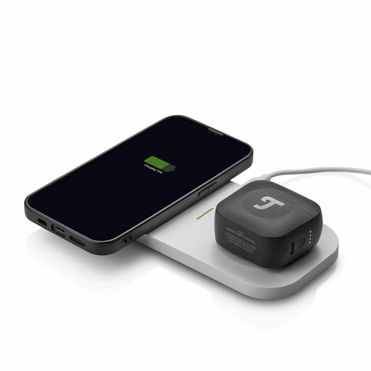 Bezprzewodowe słuchawki douszne Teufel AIRY TWS PRO, adaptacyjne i hybrydowe ANC, wysoka rozdzielczość dźwięku, tryb transparentny, Bluetooth 5.2 z AAC i Qualcomm aptX Adaptive, Steel Blue