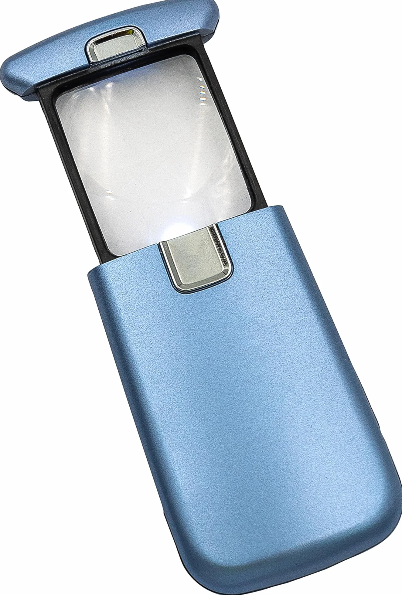 WEDO Lucina lupa LED – lupa kieszonkowa z 3-krotnym powiększeniem, światło i bateria, niebieska