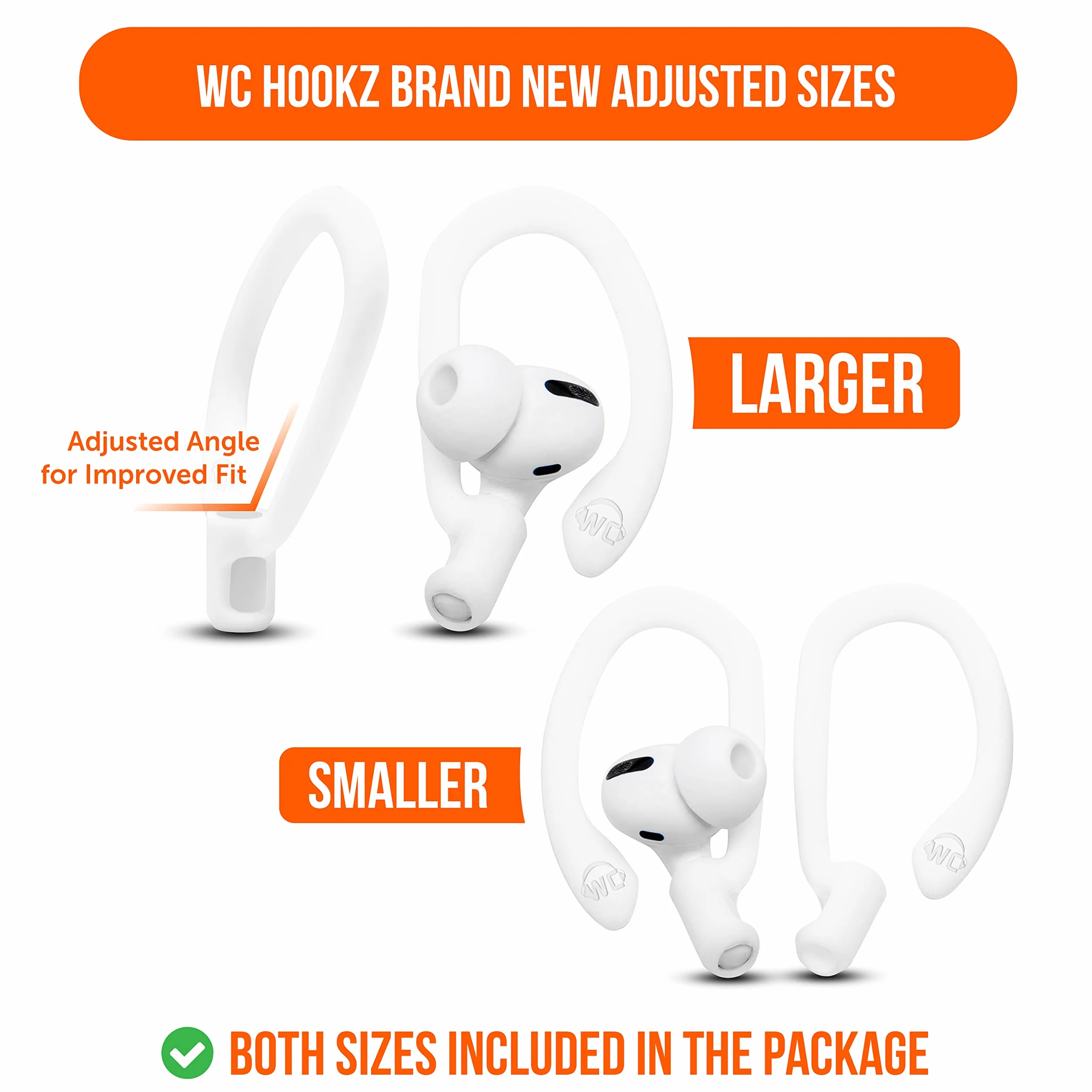 Wicked Cushions WC HookZ zaczepy na uszy do AirPods Pro 1, 2 i AirPods 1, 2, 3 - 2 pary, Winter White