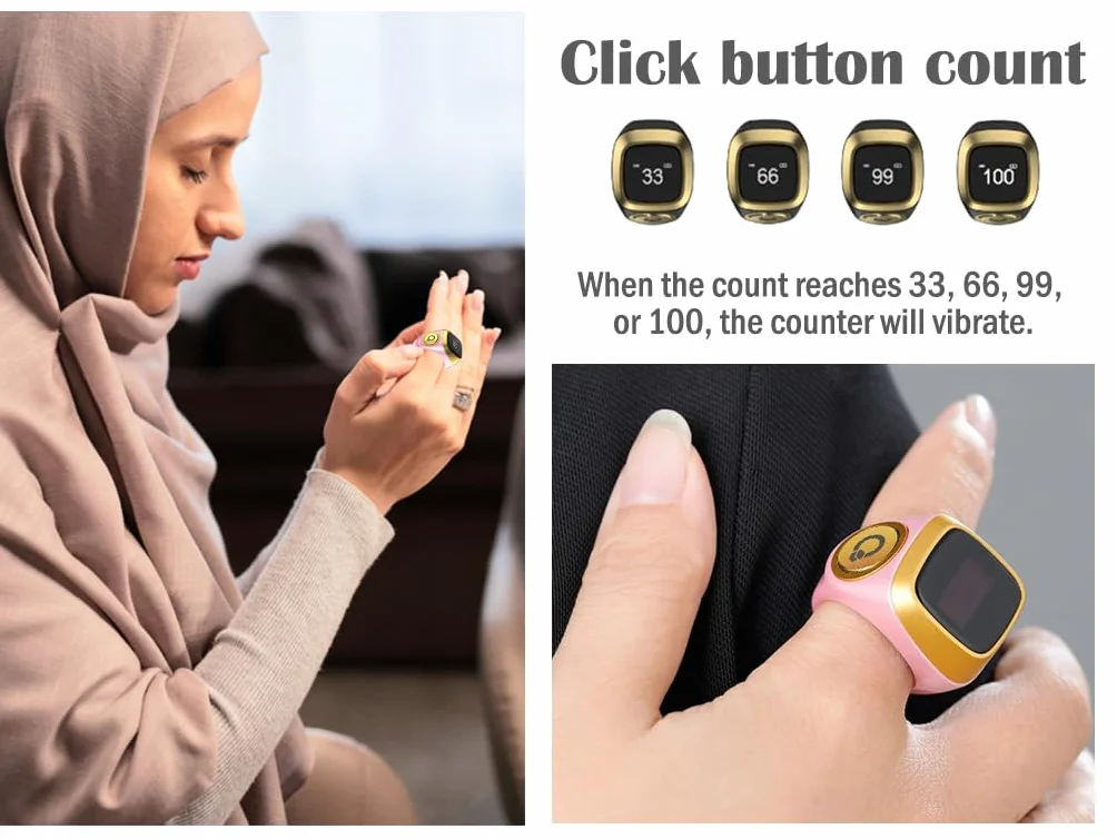Anlising Tasbih licznik Smart Ring, cyfrowy elektroniczny licznik kółek, muzułmański licznik Tasbeeh Smart Counter, inteligentny licznik pierścieni Tasbih, islamski licznik pierścieni, Tasbeeh Smart