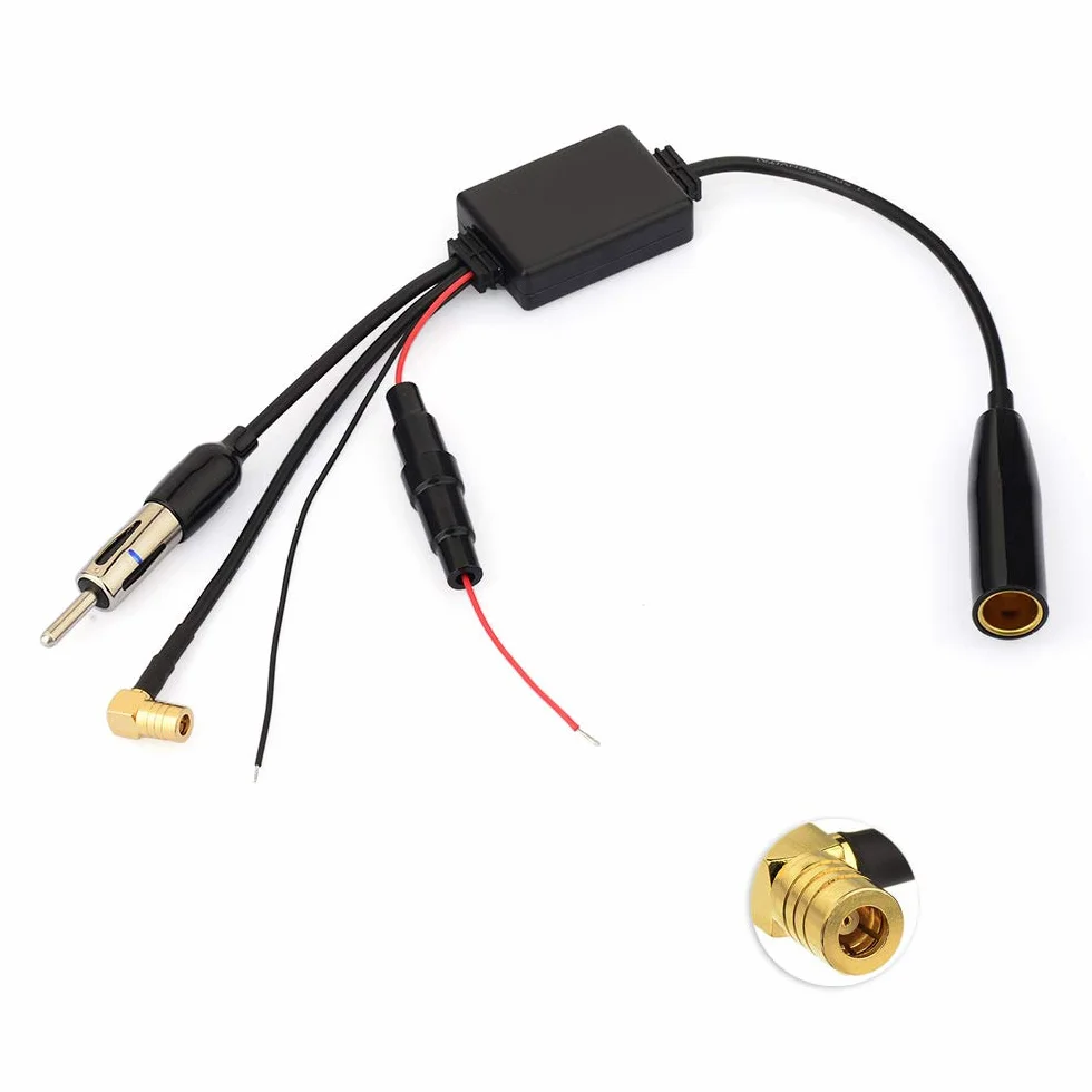 Eightwood Antena DAB rozdzielacz SMB adapter DIN AM/FM antena wzmacniacz sygnału do samochodu Radio TechniSat Pioneer Sony Alpine wielokrotnego użytku