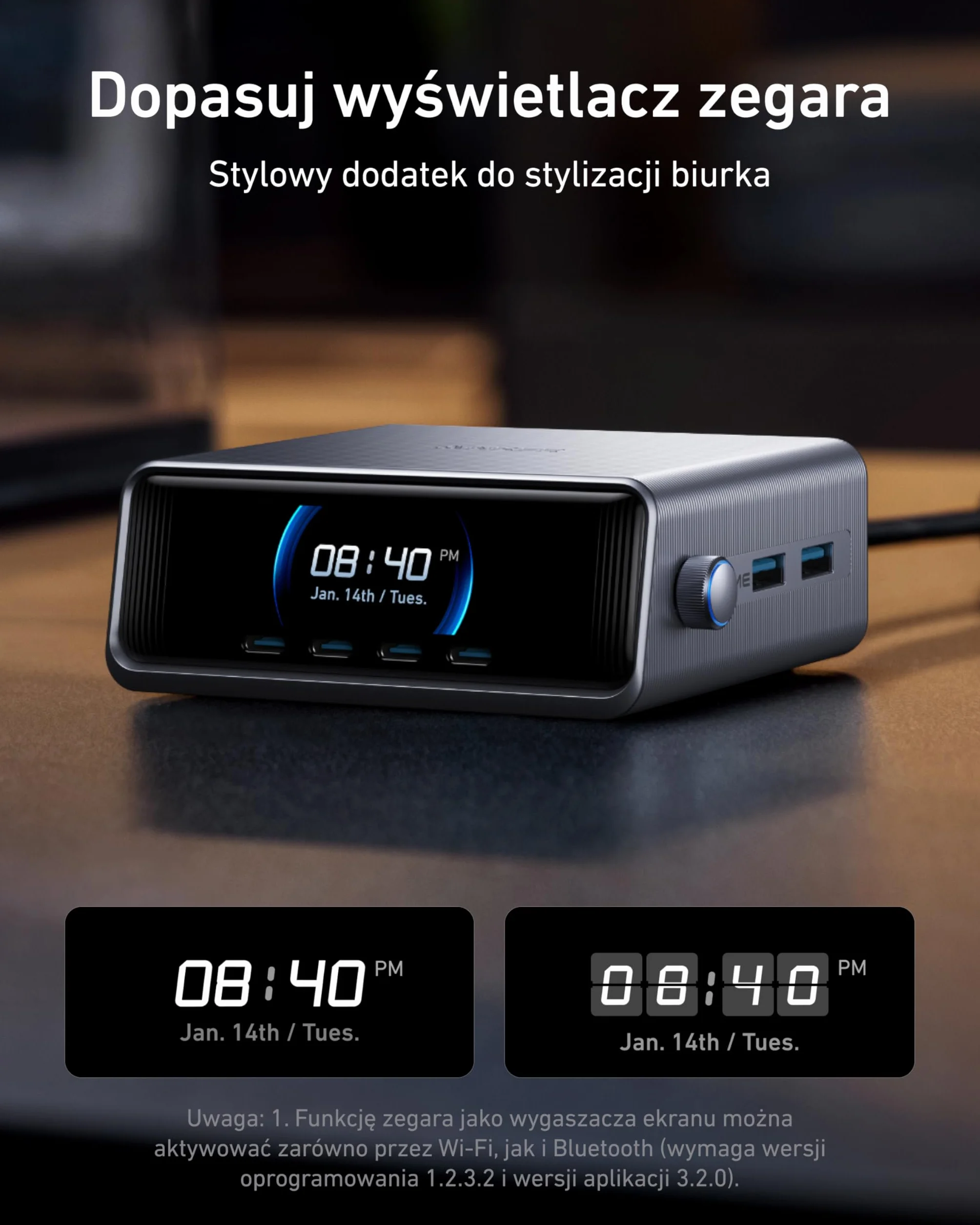 Ładowarka USB-C Anker Prime 250 W, ultraszybka 6-portowa ładowarka GaN, wyświetlacz LCD 6 cm, inteligentny kontroler, kompatybilna z MacBook, iPhone 16/15/14, Pixel, Galaxy i innymi urządzeniami