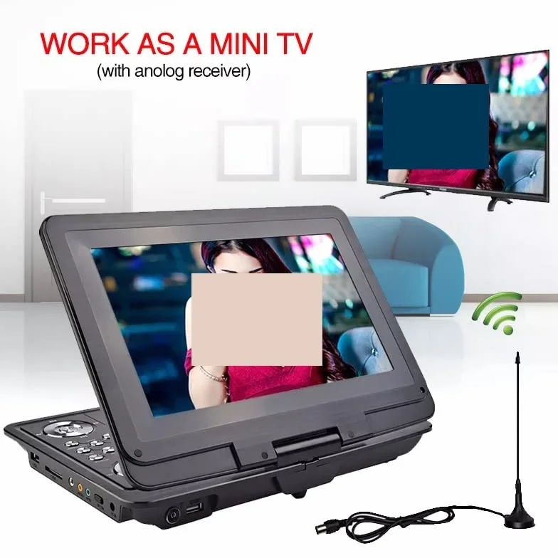 Przenośny odtwarzacz DVD, Odtwarzacz DVD 13-calowy przenośny przenośny cyfrowy odtwarzacz multimedialny HD TV EVD Radio Karta SD U Disk,for Home,Car
