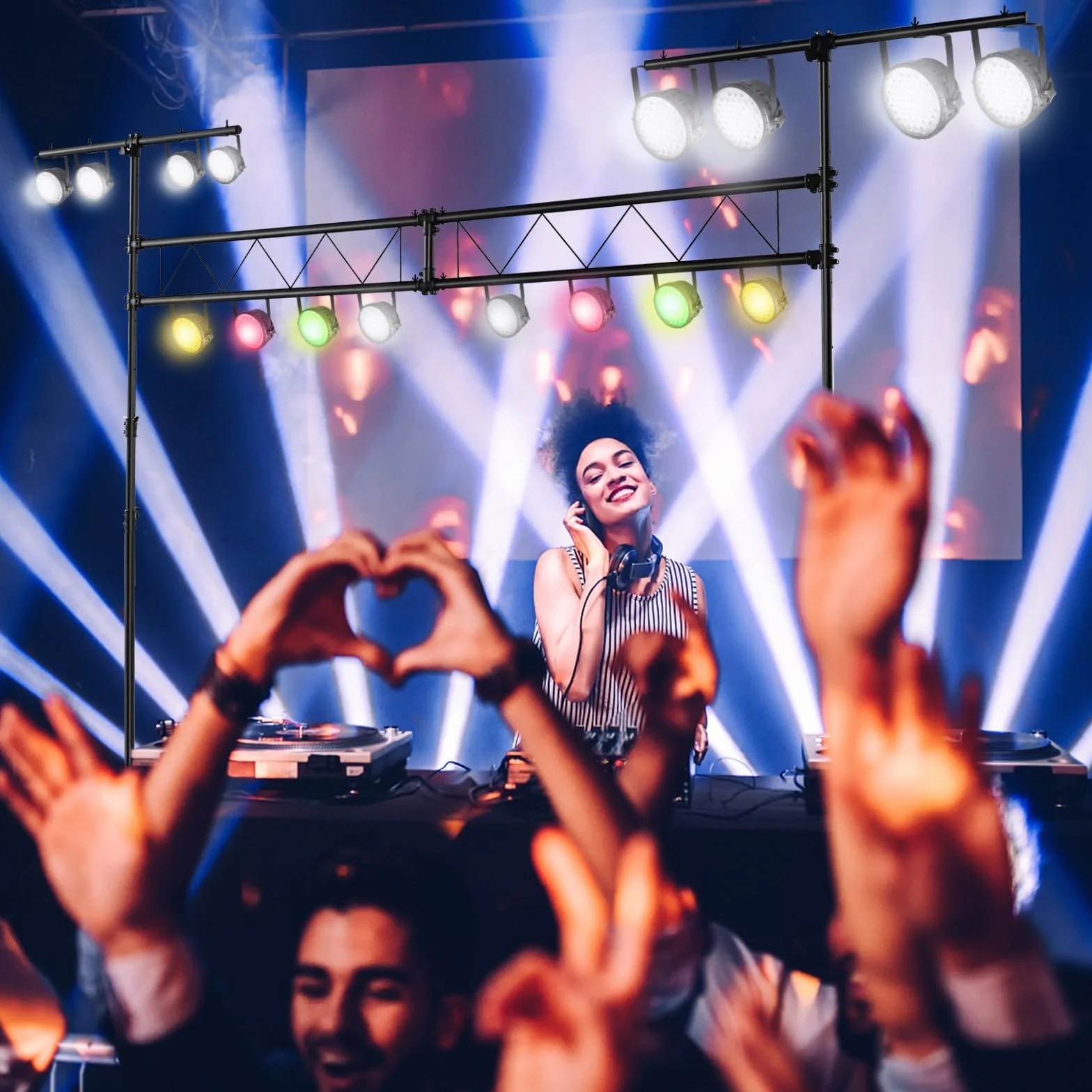COSTWAY Aktywny statyw świetlny dla DJ o długości 350 cm, regulacja wysokości 180-360 cm, z metalu, statyw oświetleniowy z wysuwanymi drążkami T, obciążenie do 100 kg, na koncerty, teatry i imprezy