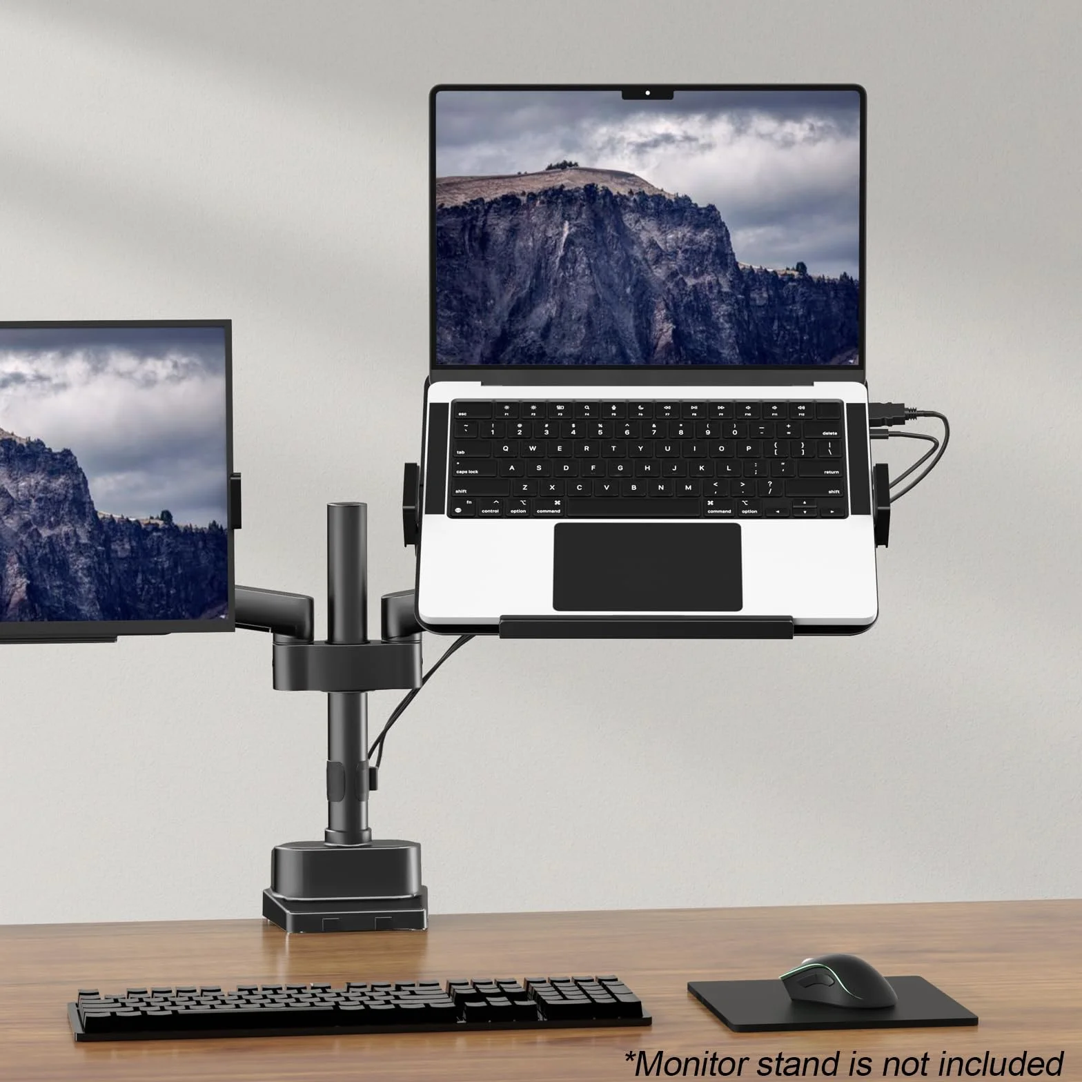 PUTORSEN Metalowy uchwyt VESA laptopów o przekątnej ekranu od 12-18 cali i wadze do 9 kg, podstawka pod laptopa z wentylacją do ramienia monitora, VESA 75/100