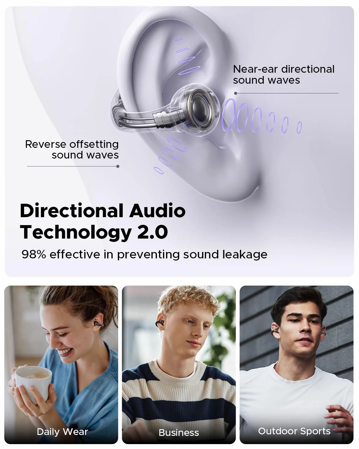 Truefree B1 Clip-On Bezprzewodowe Słuchawki Otwarte 10,8 mm Podwójny Magnetyczny Driver Dźwięk Przestrzenny 25H Czas Gry Połączenie Multipoint AI-ENC