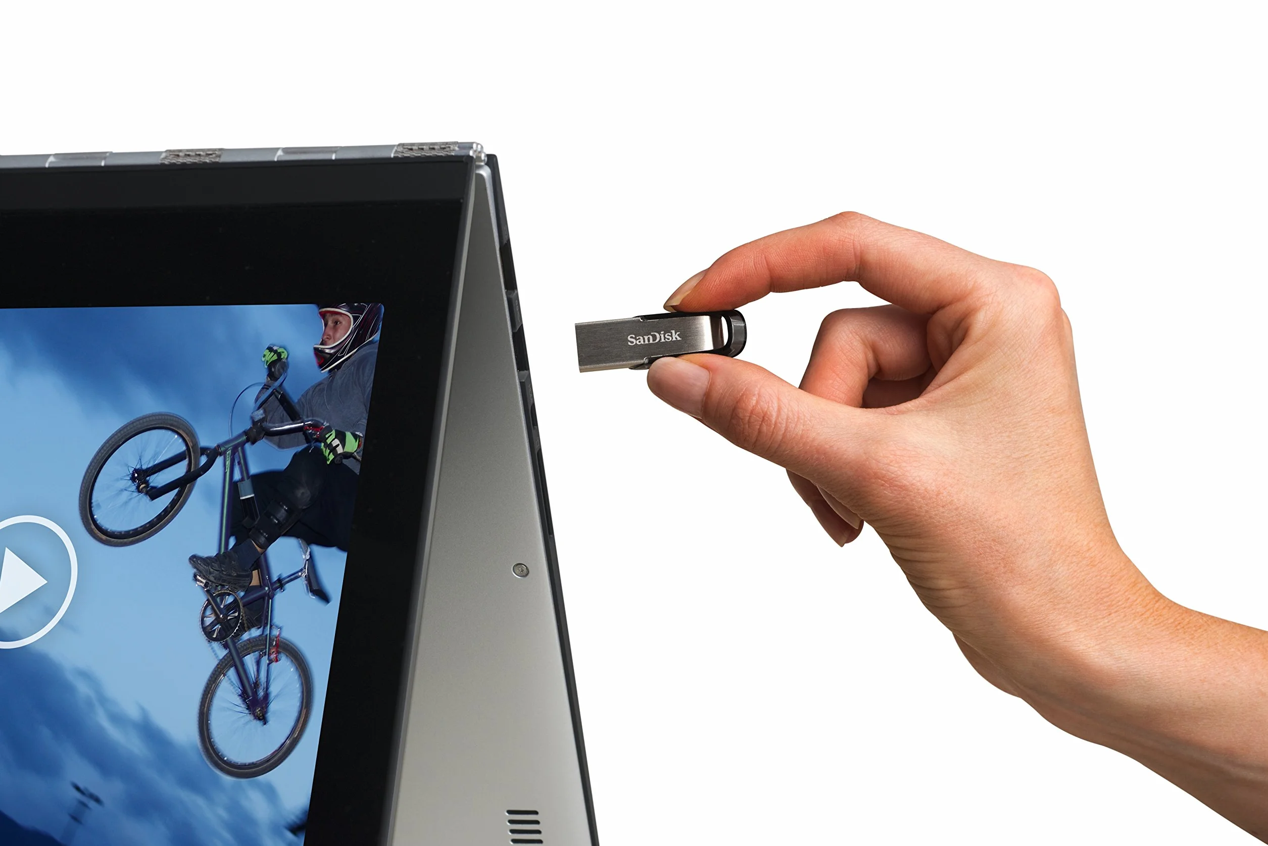 Sandisk Ultra Flair SDCZ73-128G-G46 Pendrive, Srebrny/Czarny, 128GB
