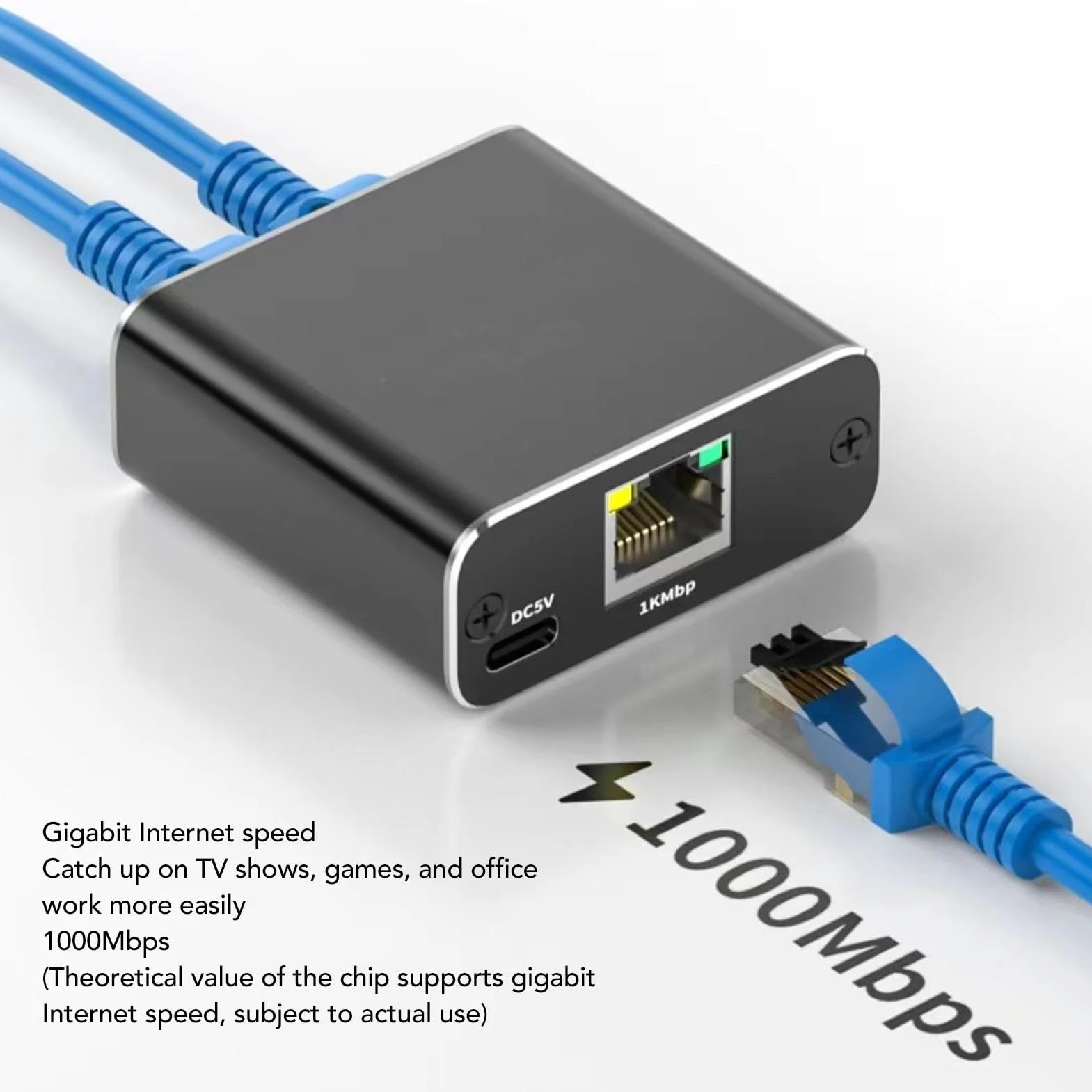 Rozdzielacz Sieciowy RJ45 Gigabit Ethernet 1000 Mb/s 1 do 2 Cat5 Cat6 Cat7