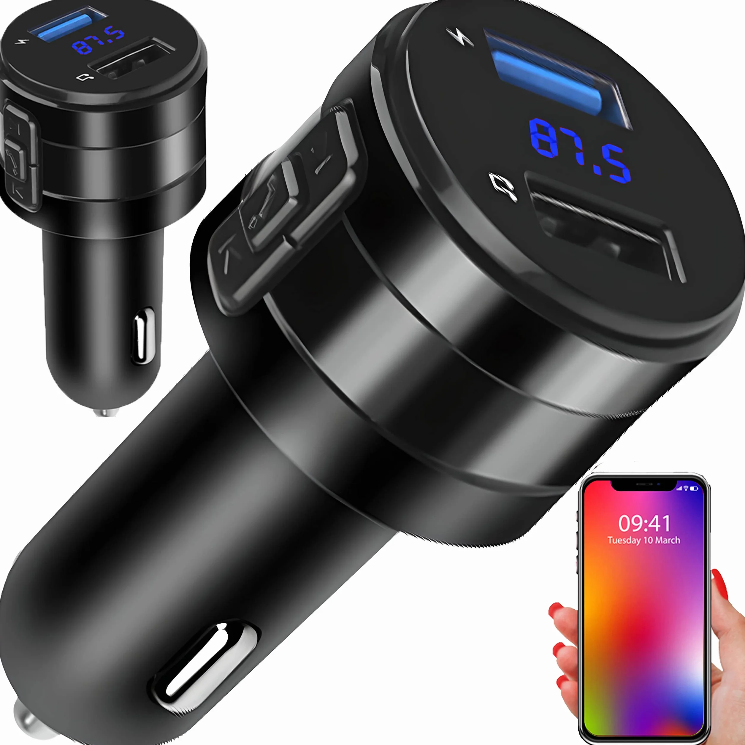 Retoo Adapter Bluetooth FM Samochodowy QC 3.0 Bezprzewodowy Ładowarka z Wyświetlaczem
