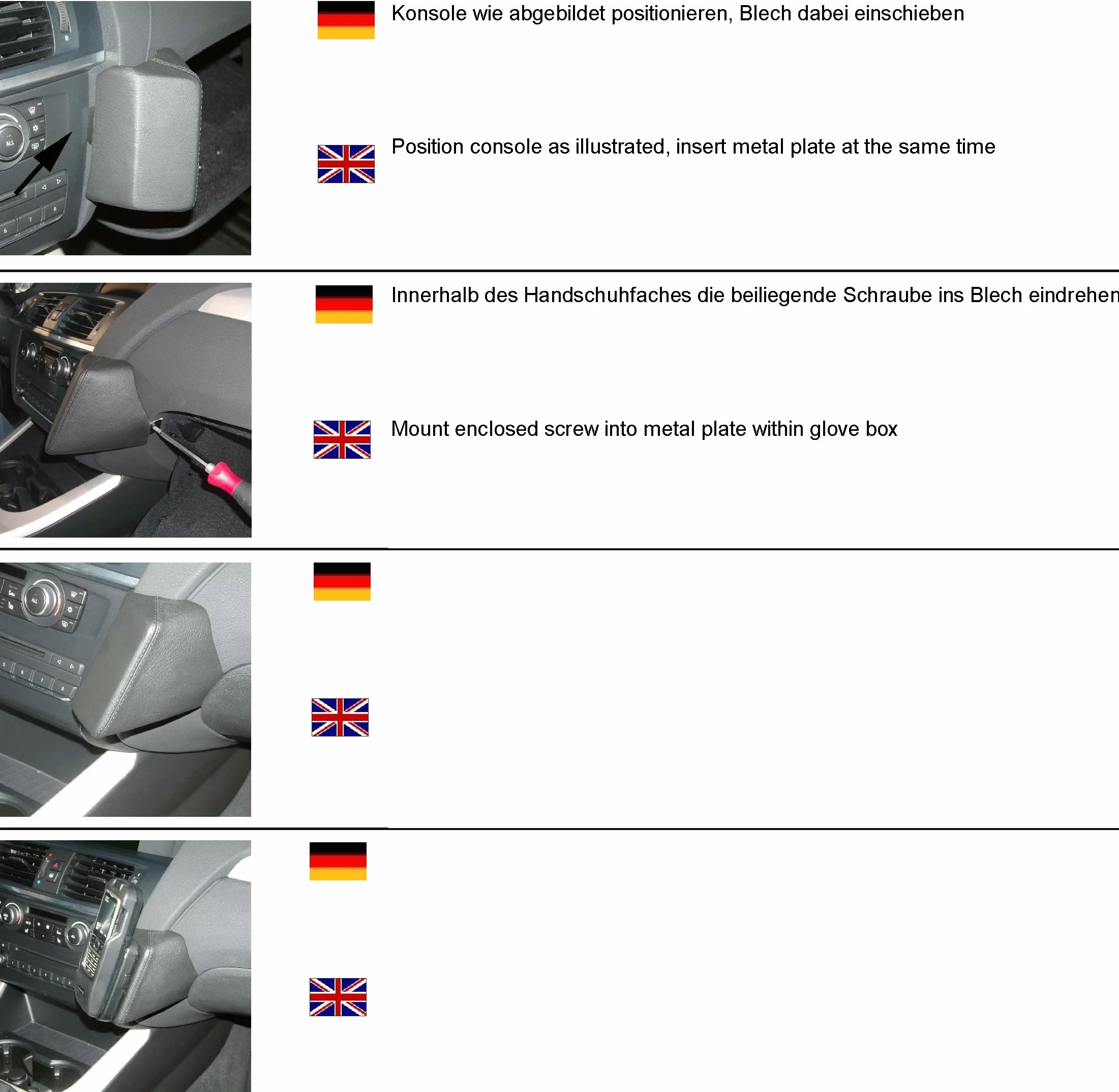 KUDA 092550 uchwyt z prawdziwej skóry czarny do BMW X3 (F25) od 11/2010 / X4 2014 do 2017