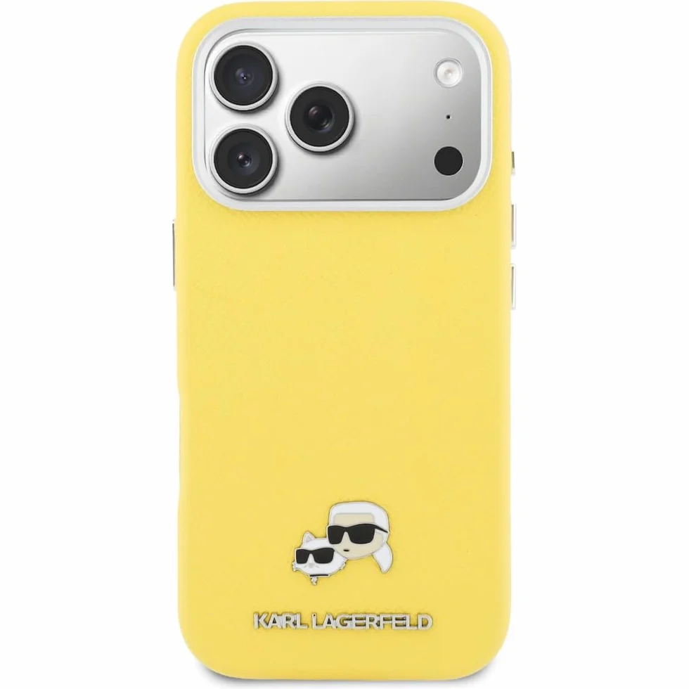 CG MOBILE Karl Lagerfeld Karl & Choupette Saffiano kompatybilne z MagSafe etui do iPhone 17 Pro (żółte)