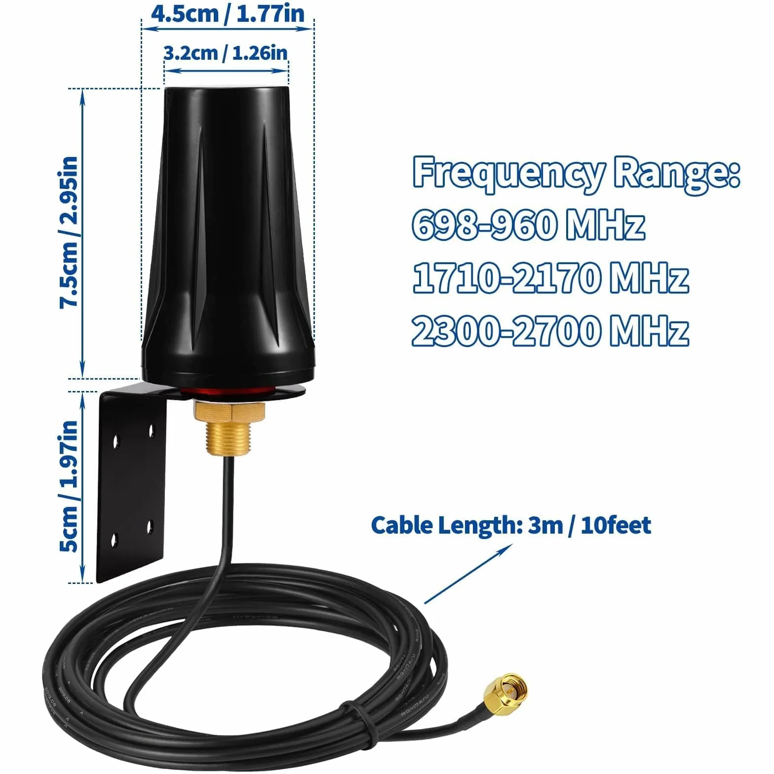 Bingfu Zewnętrzna antena 4G LTE do montażu na ścianie wodoodporna antena SMA męska 5dBi kompatybilna z Vodafone EE O2 Three 4G LTE Router Gateway Modem Router Gateway Trail Camera