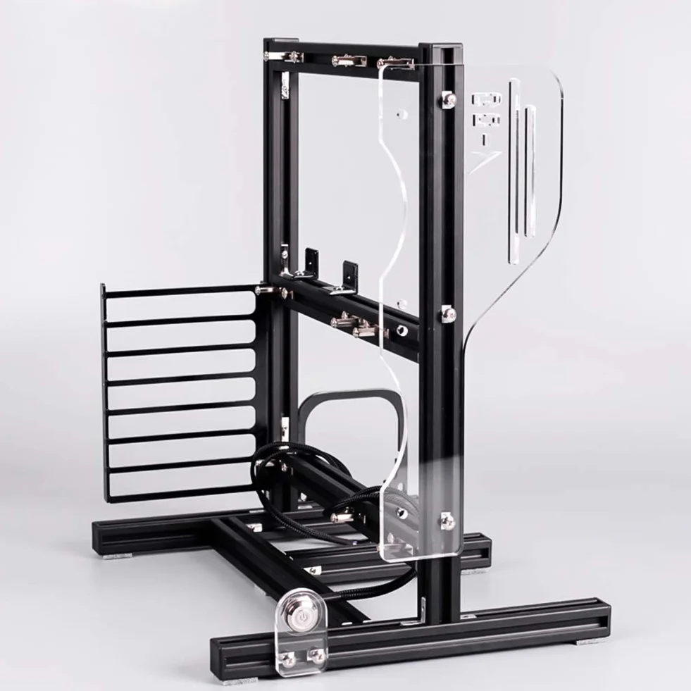 Otwarta aluminiowa rama, komputerowe pionowe podkręcanie otwarte podwozie aluminiowa rama obudowa PC, DIY samodzielny montaż stojak podwozia do ITX (17 x 17 cm)/płyta główna M-ATX/ATX (czarny)