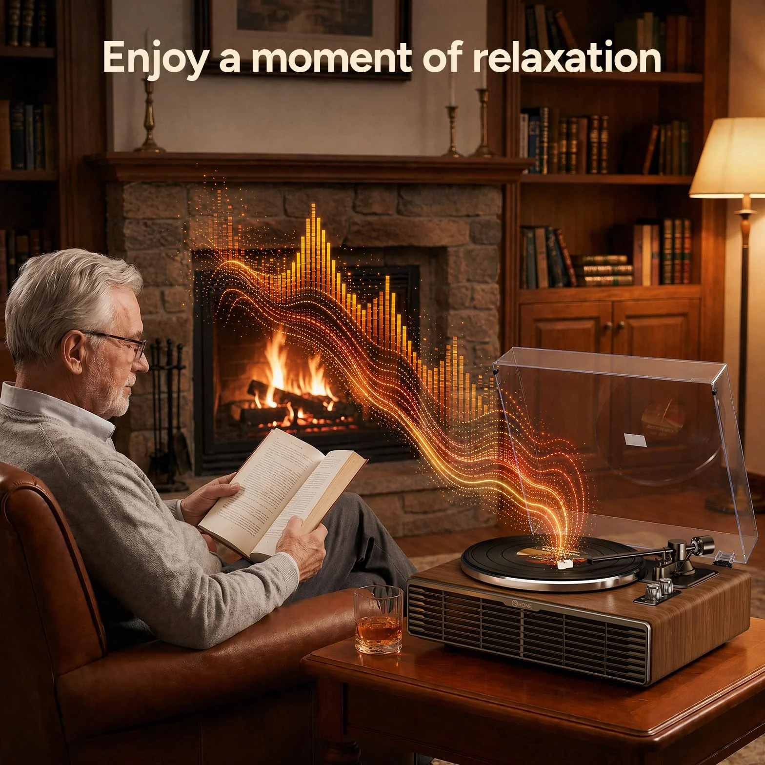 Gramofon Bluetooth HiFi z głośnikami z 4 głośniki stereo, wbudowanym przedwzmacniaczem fono, 33/45 obr./min, magnetycznym AT-3600L, napęd pasowy Vinyl Record Player