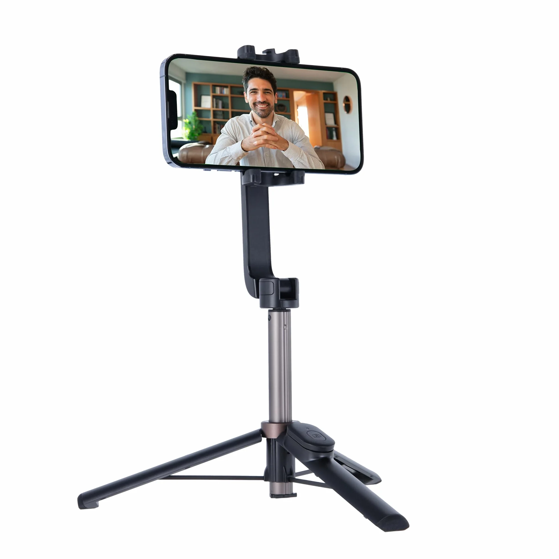 Rollei Smartfon Selfie Tripod: mini statyw ze zdalnym wyzwalaczem, regulacja wysokości do 65,6 cm. 3 w 1: statyw, kijek do selfie. Bluetooth, kompaktowy i stabilny, idealny w podróży! (uchwyt