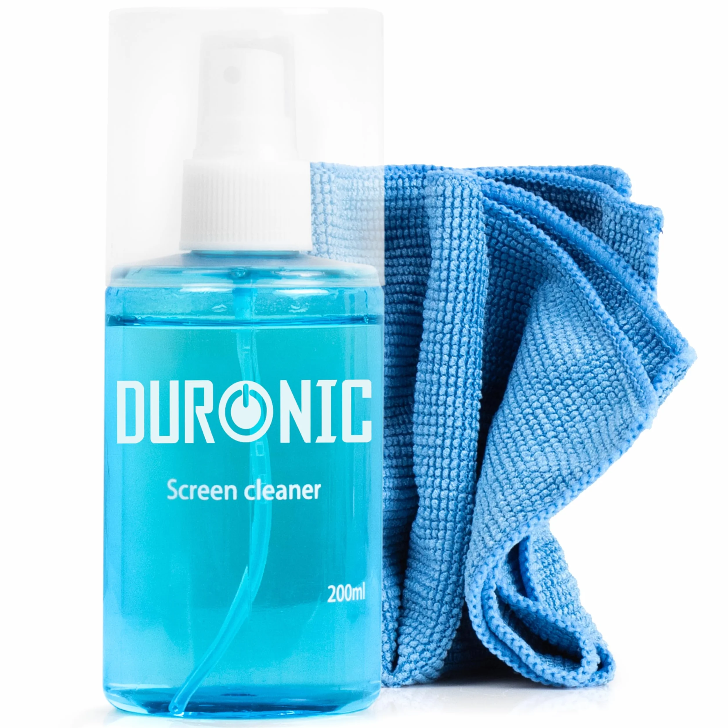 Duronic SCK101 Spray do czyszczenia 200 ml do wyświetlaczy LCD TFT LED plazmowy OLED 4K TV iPad Smartphone do laptopów i obiektywów aparatu i okularów - zestaw w sprayu i ściereczka z mikrofibry
