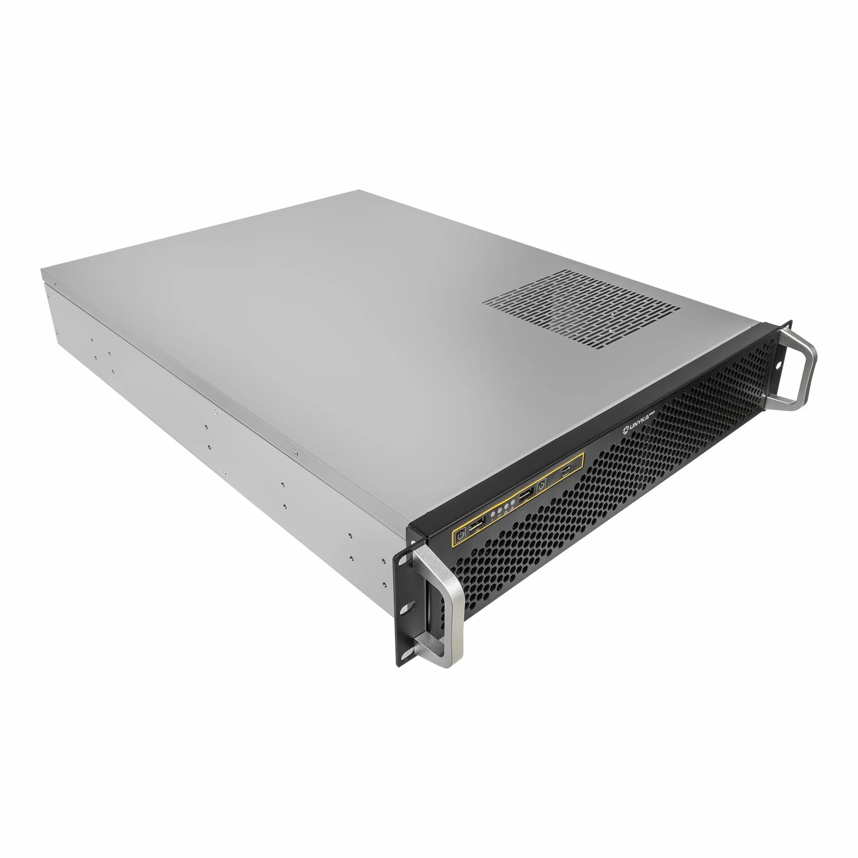 Box Rack 19" 2U 600 mm ATX Unykach UK2130 – profesjonalna podwozie serwerowe, 6 kieszeni (4 x 3,5 + 2 x 2,5), USB-C 3.2, 5 wentylatorów PWM w zestawie, obsługa wysokiej klasy procesorów graficznych