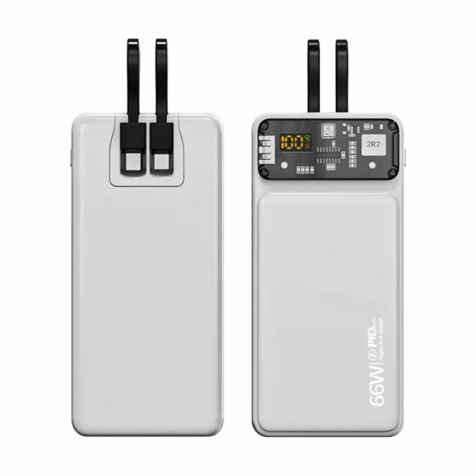 Olśniewający Fajny Przezroczysty Mecha Power Bank 30000mAh Ładowarka Do Telefonu O Dużej Pojemności Przenośne Cyfrowe Powerbanki Z Wyświetlaczem Z Liniami (Size : 30000mAh, Color : WHITE)