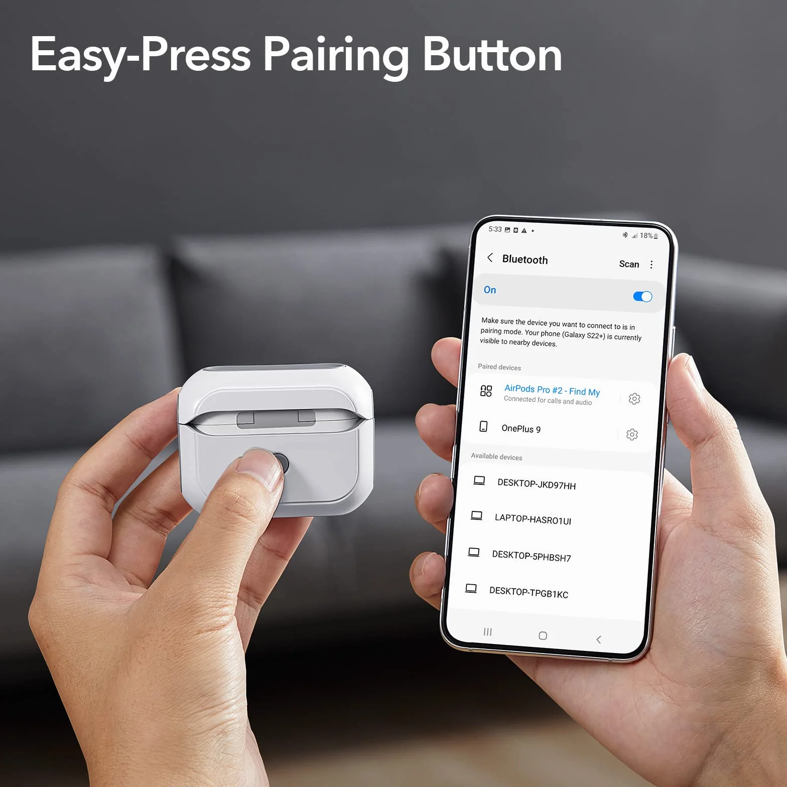ESR Orbit Hybrid Etui HaloLock kompatybilne z AirPods Pro 2. generacji MagSafe Ready ochrona przed upadkiem białe