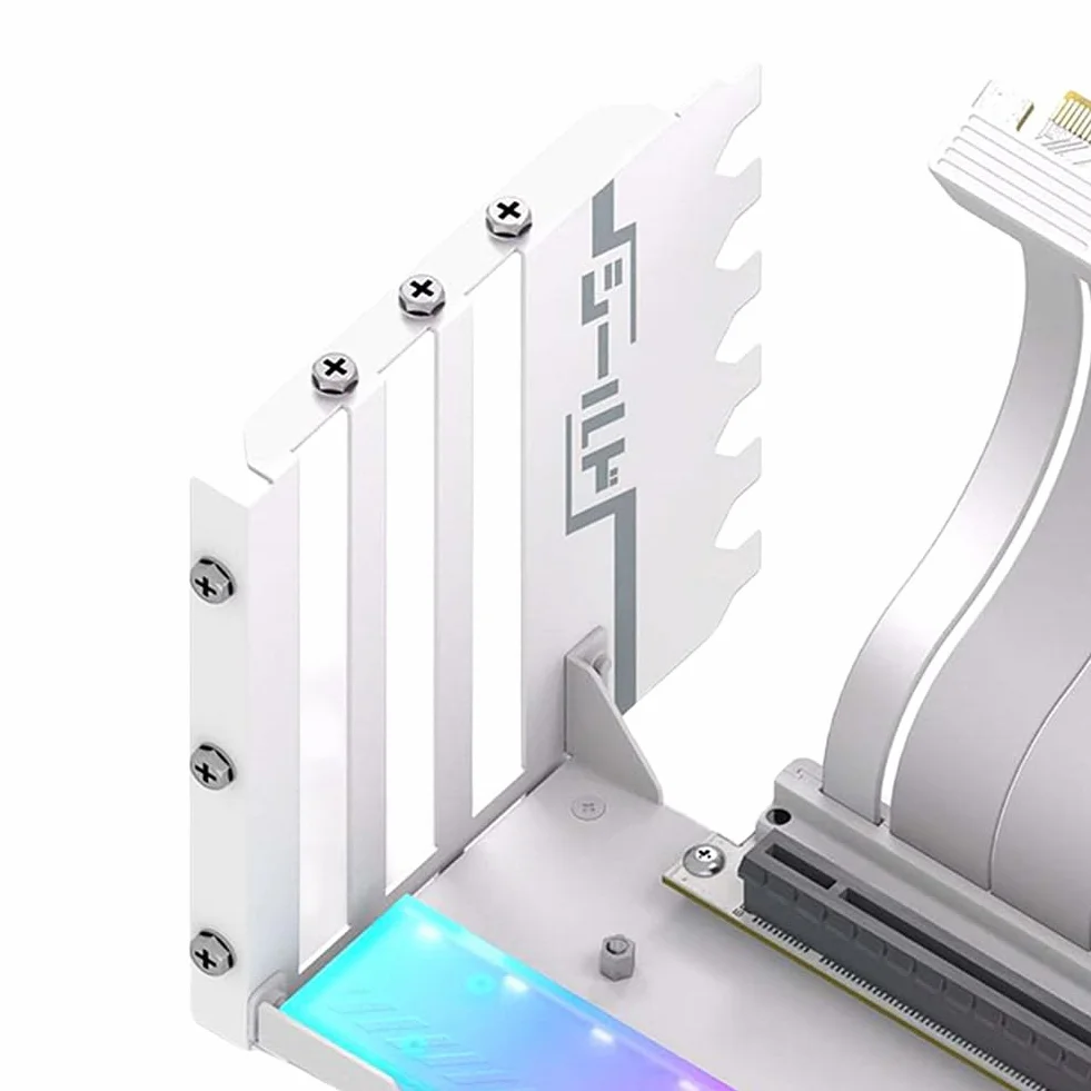 Pionowy uchwyt na kartę graficzną z kablem Riser PCI-E 4.0 X16 15 cm, uchwyt na kartę graficzną GPU, uchwyt na kartę graficzną pod kątem prostym 90 stopni (biały)
