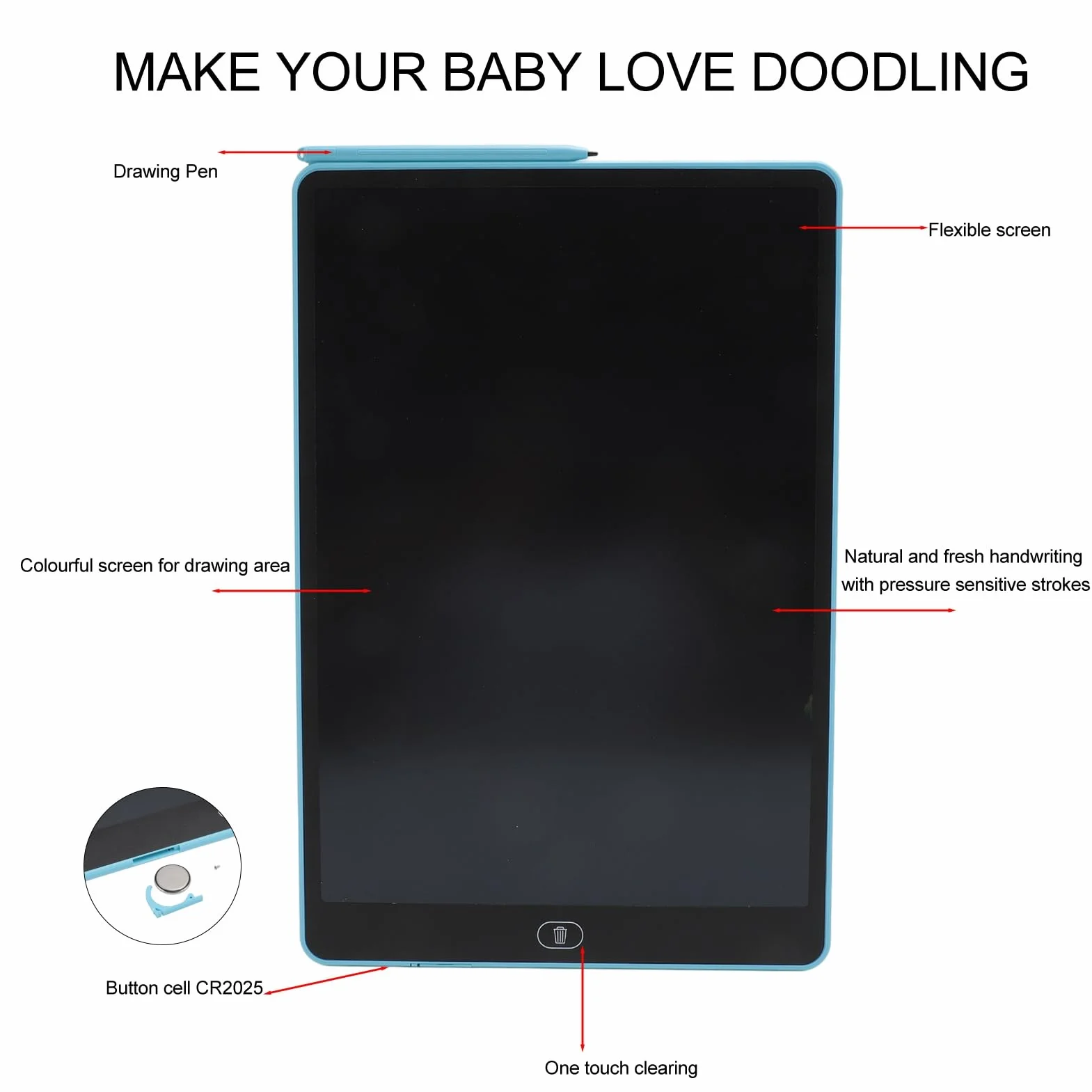 Tablet do Pisania LCD, 16-calowa Tablica do Pisania z Ekranem LCD, Tablica do Pisania dla Dzieci, Tablica do Pisania, Mała Tablica do Pisania do Nauki Edukacyjnej dla Małych