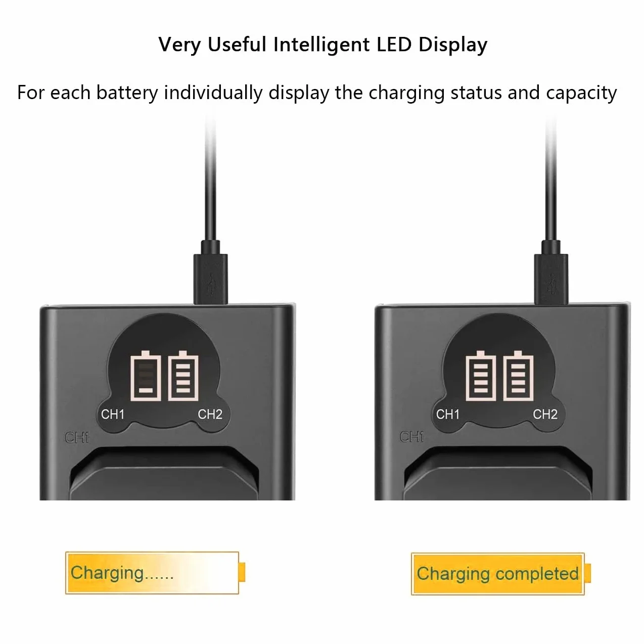 Canon LP-E6N USB Dual LCD Charger for EOS R5 R6 R7 5D Mark IV 5DS 5DS R 6D Mark II 7D Mark II 90D 80D