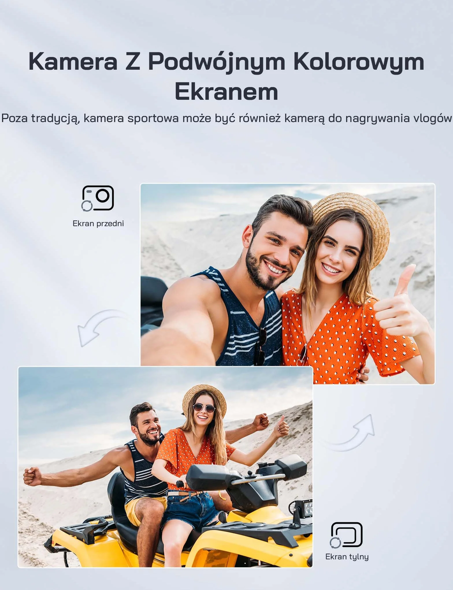 WOLFANG GA420 Kamera akcji 4K 60FPS 20MP Kamera podwodna WiFi 40M Wodoodporny stabilizator obrazu EIS Dwuekranowa kamera na kask (zewnętrzny mikrofon, pilot, 2x1350mAh baterie i zestaw akcesoriów)