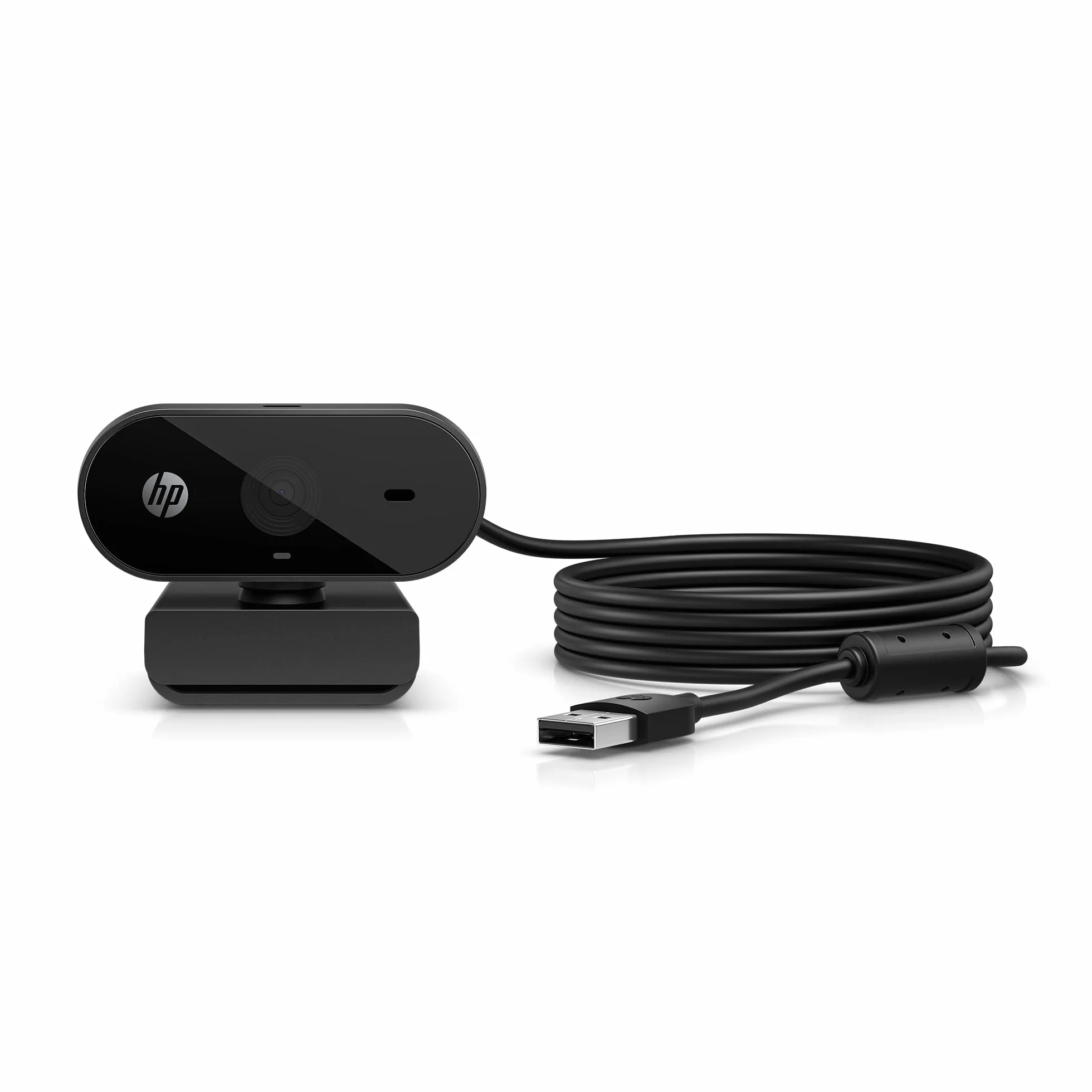 HP - PC Webcam 320 FHD, Kompatybilny z Chrome, Automatyczny korektor światła, Wbudowany mikrofon, uchwyt z klipsem 360º, czarny