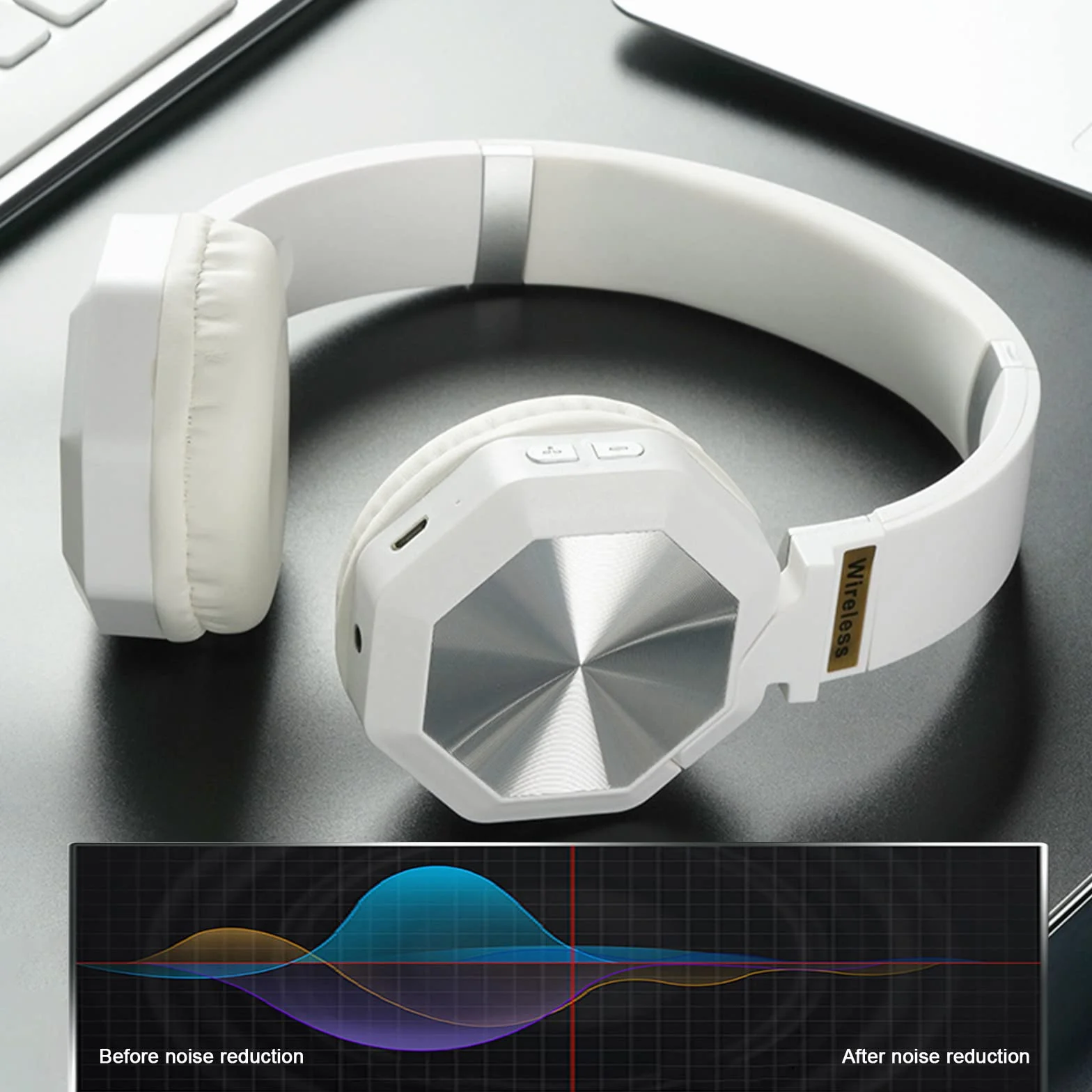 Słuchawki stereofoniczne nauszne, bezprzewodowe zestawy słuchawkowe Bluetooth, składane zestawy słuchawkowe bezprzewodowe i przewodowe z miękkimi nausznikami z białkami pamięci, do telefonów komórkowy