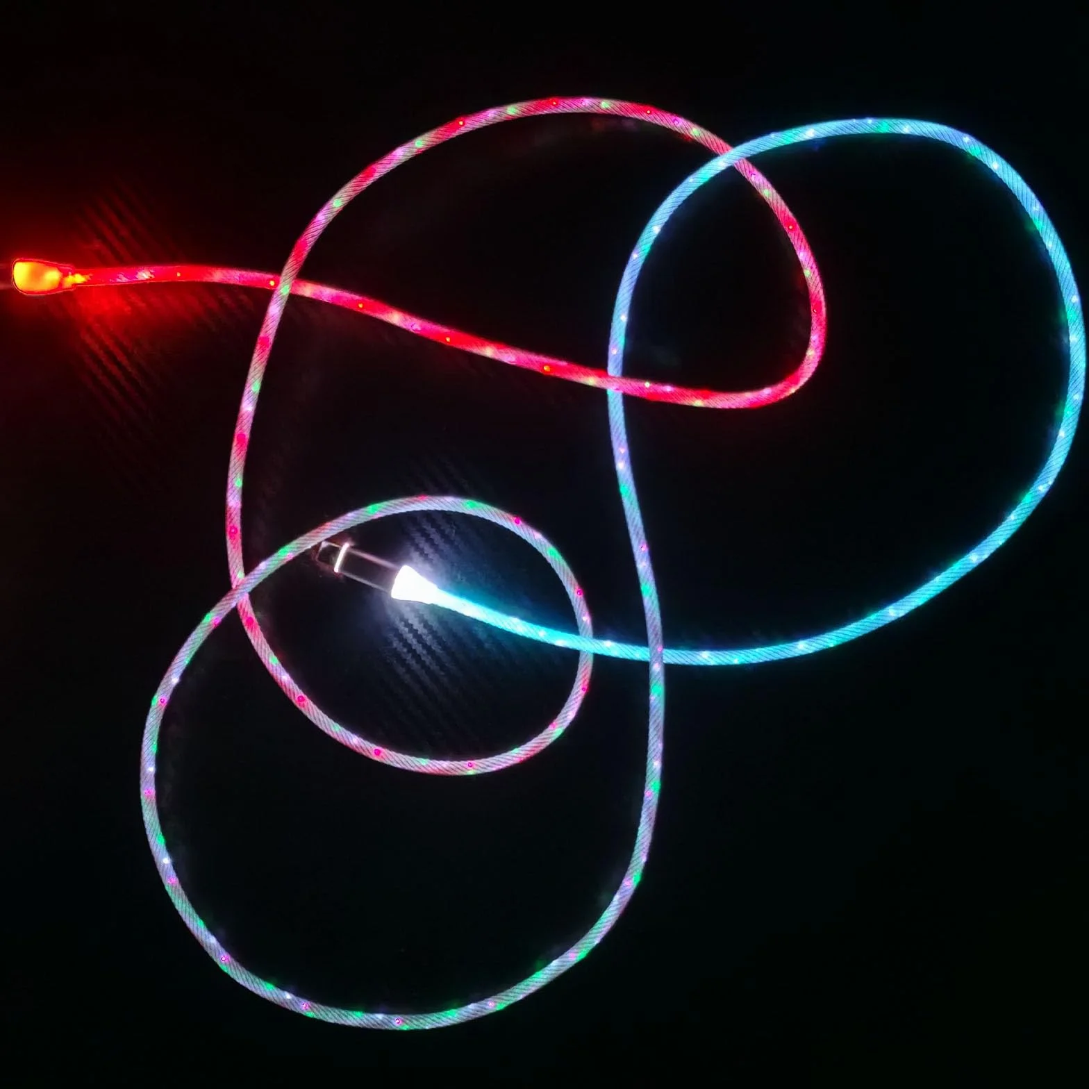 2 m kabel do szybkiego ładowania typu C, podświetlany przewód ładowarki LED, 66 W, 5 A, QC3.0, widoczna zmiana kolorów RGB, USB A na USB C, przewód do synchronizacji danych do Samsung Galaxy