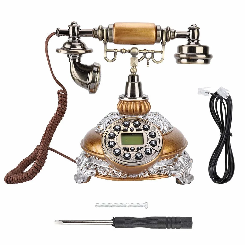 Telefon retro, zabytkowy, podwójny system FSK/DTMF, nostalgiczny telefon z wyświetlaczem LCD, klasyczny europejski telefon stacjonarny, telefon stacjonarny do domu, na prezent itp.