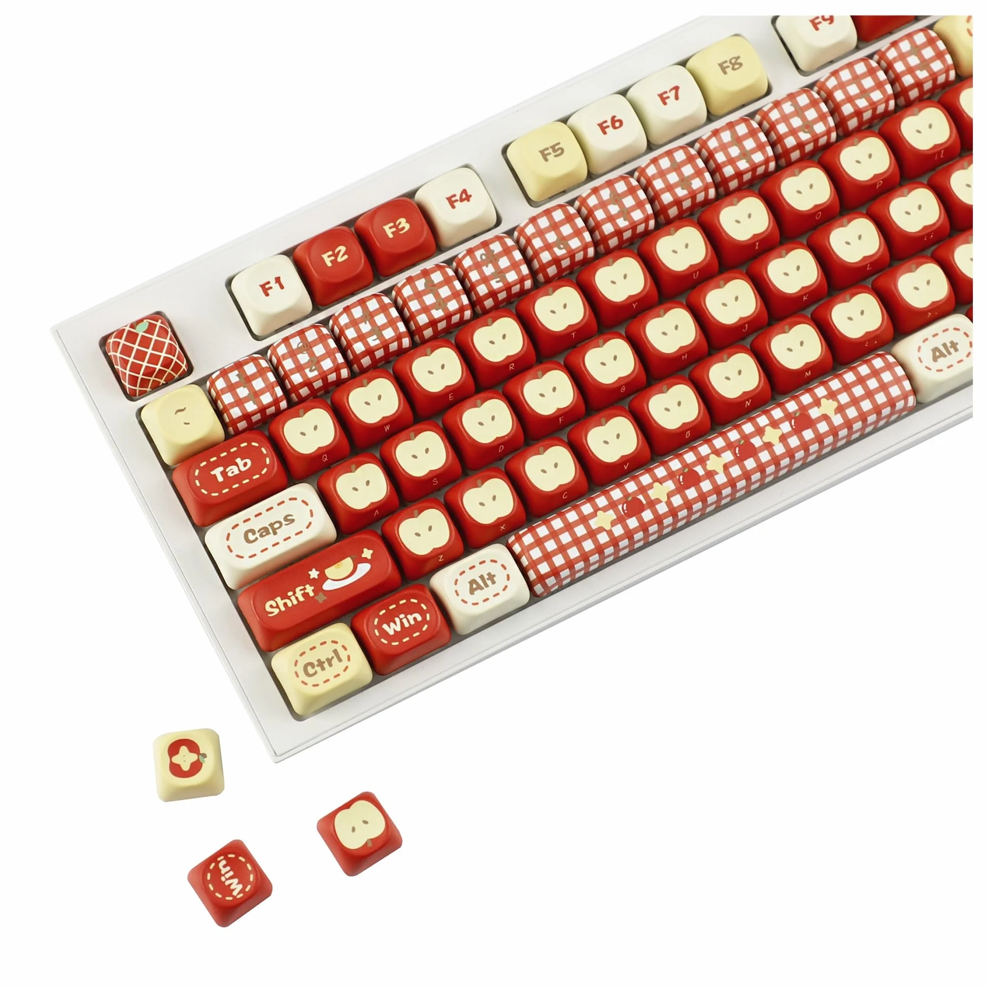 Red Green Apple MOA PBT Dye Sub Keycaps for 61/68/75/87/98/104/108 MX Keyboard, Soft Lightweight(97 Keys Green)