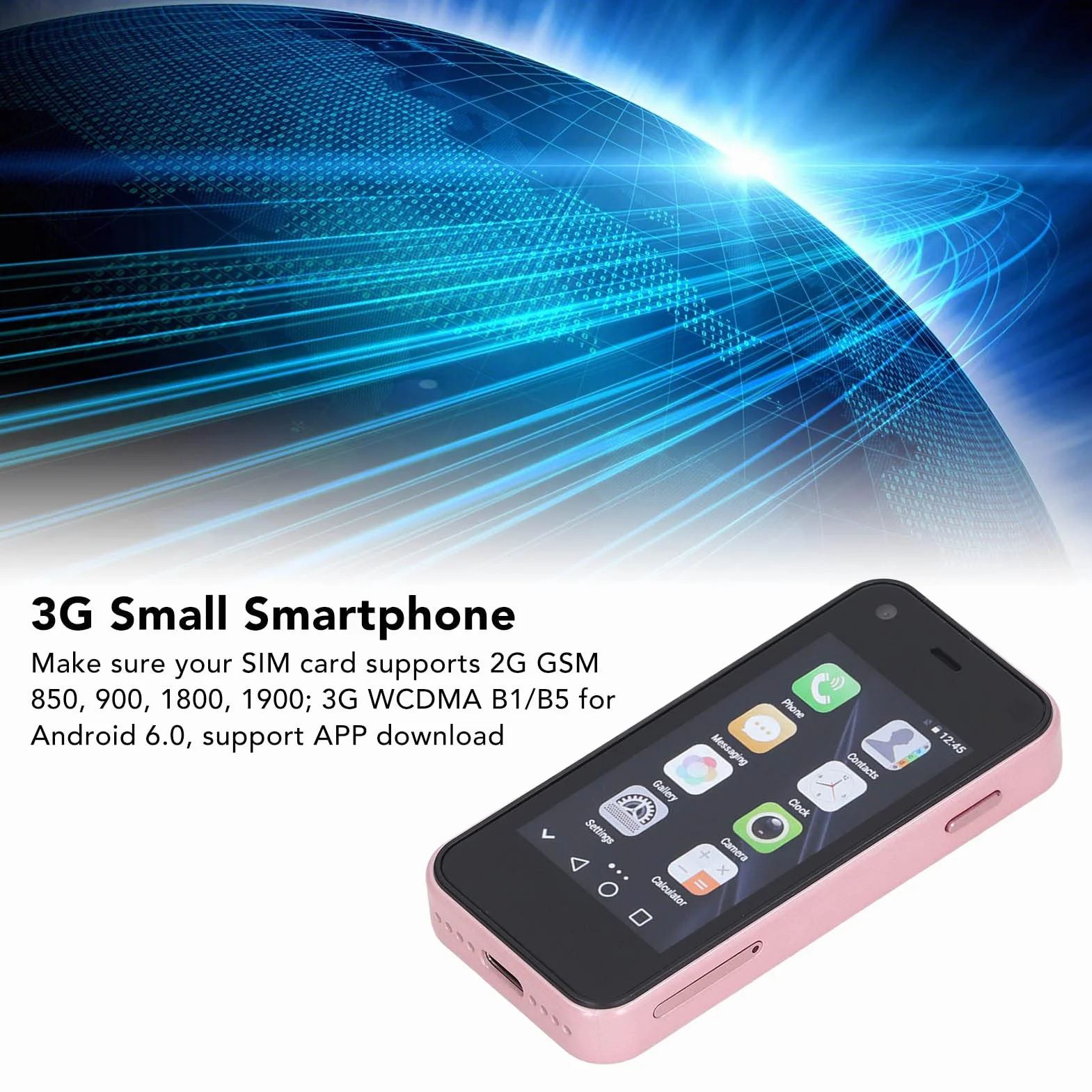 Mini Smartphone 3G, GSM 2,5 Cala 1 GB 8 GB Czterordzeniowe Telefony Komórkowe z Androidem dla Androida 6.0, Wbudowana Bateria Litowo-jonowa 1580 MAh, Telefon Komórkowy dla Dzieci Podwójna(Różowy)